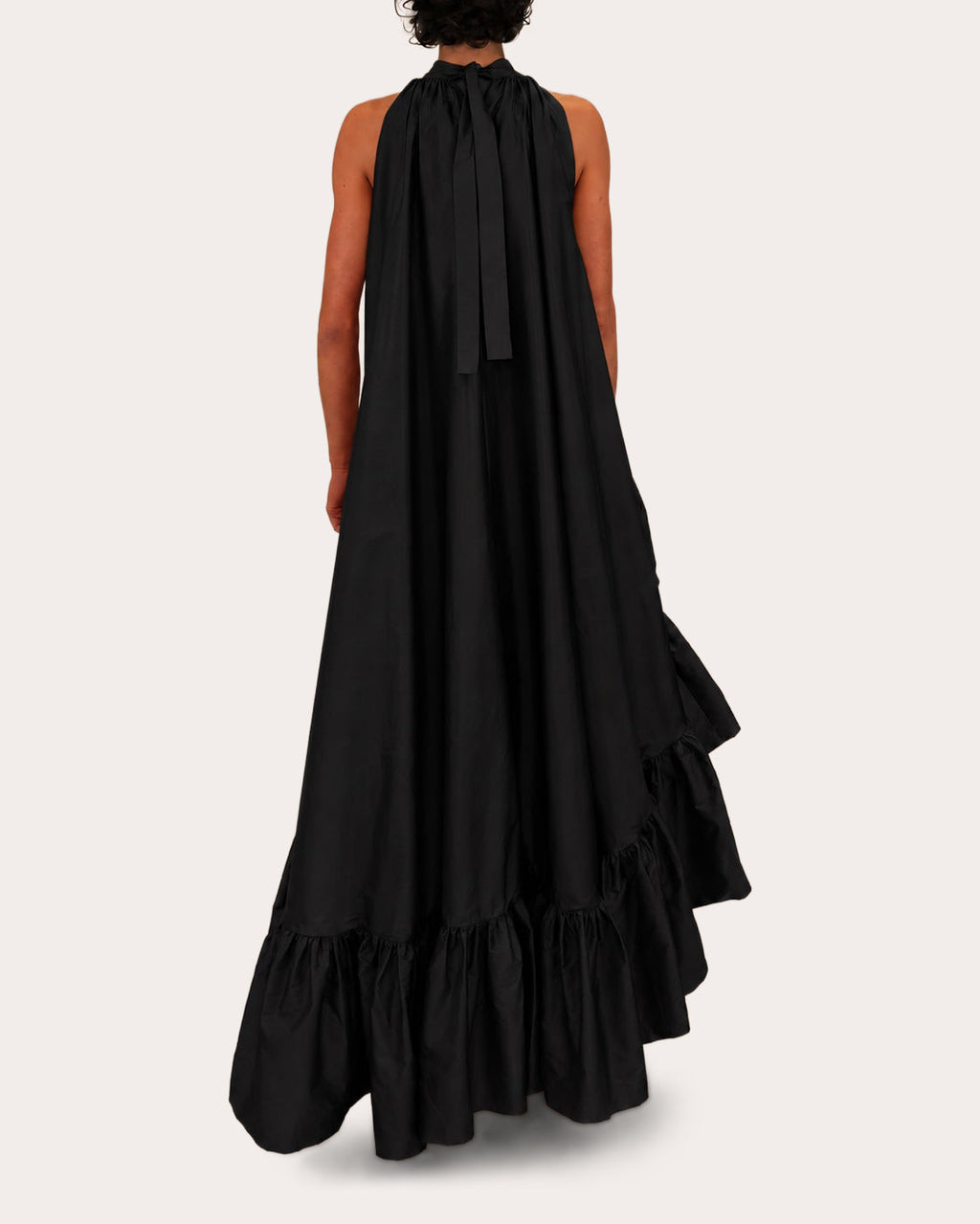 Lucas Taffeta Asymmetric Ruffle Gown