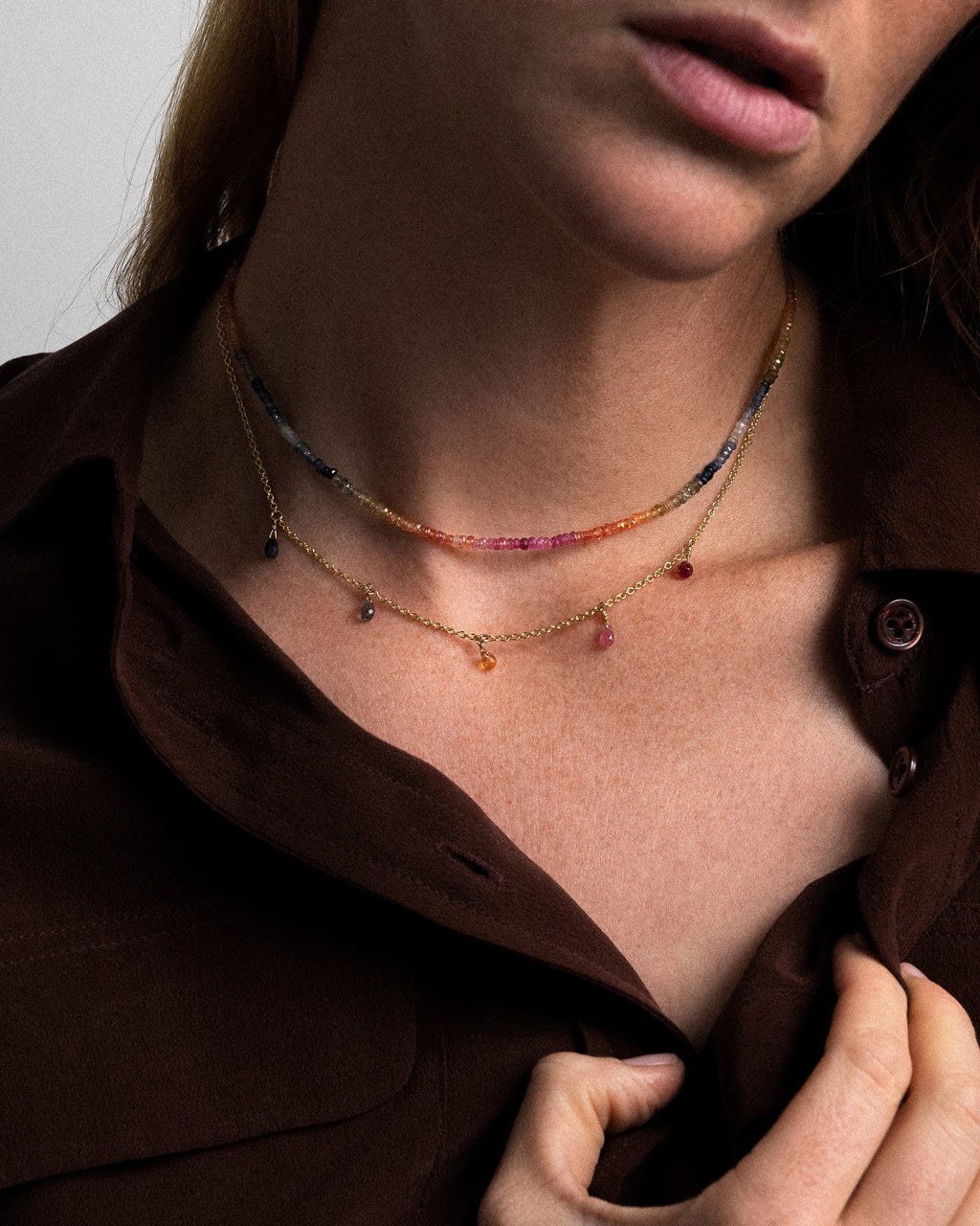 Rainbow Sapphire Luna Necklace