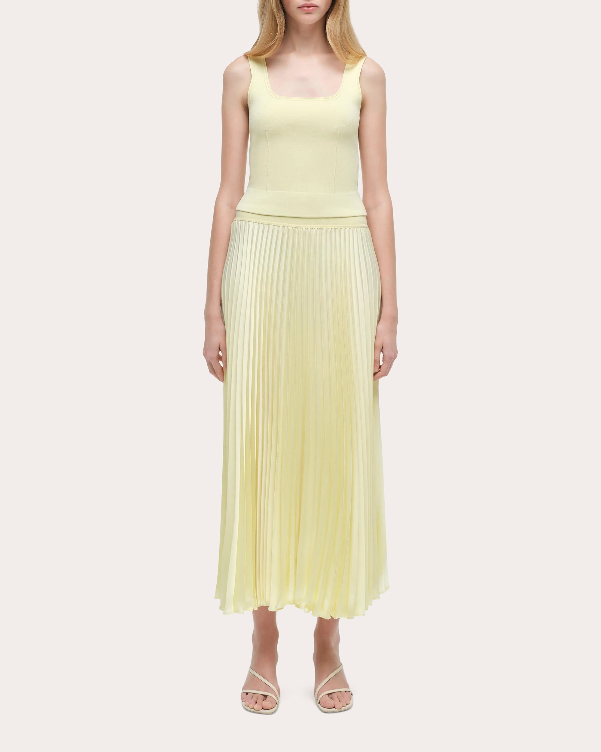 Melanie Satin Pleated Midi Skirt