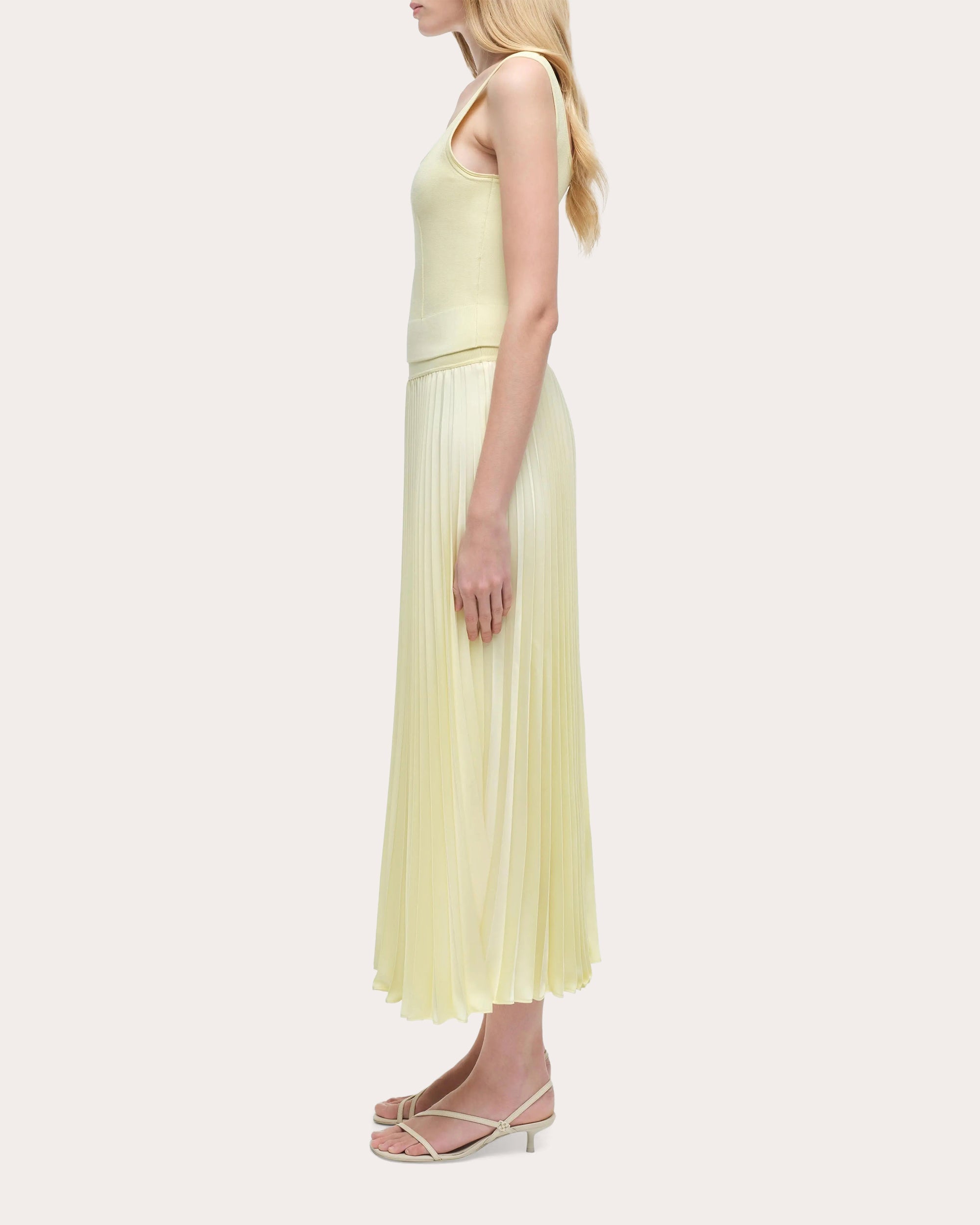 Melanie Satin Pleated Midi Skirt