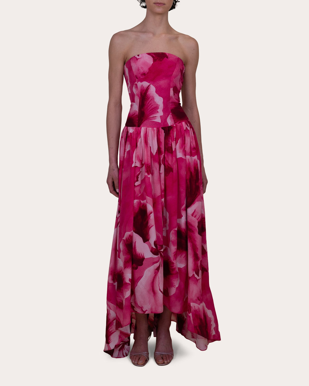 Nayara Floral Crepe de Chine Corset Midi Dress