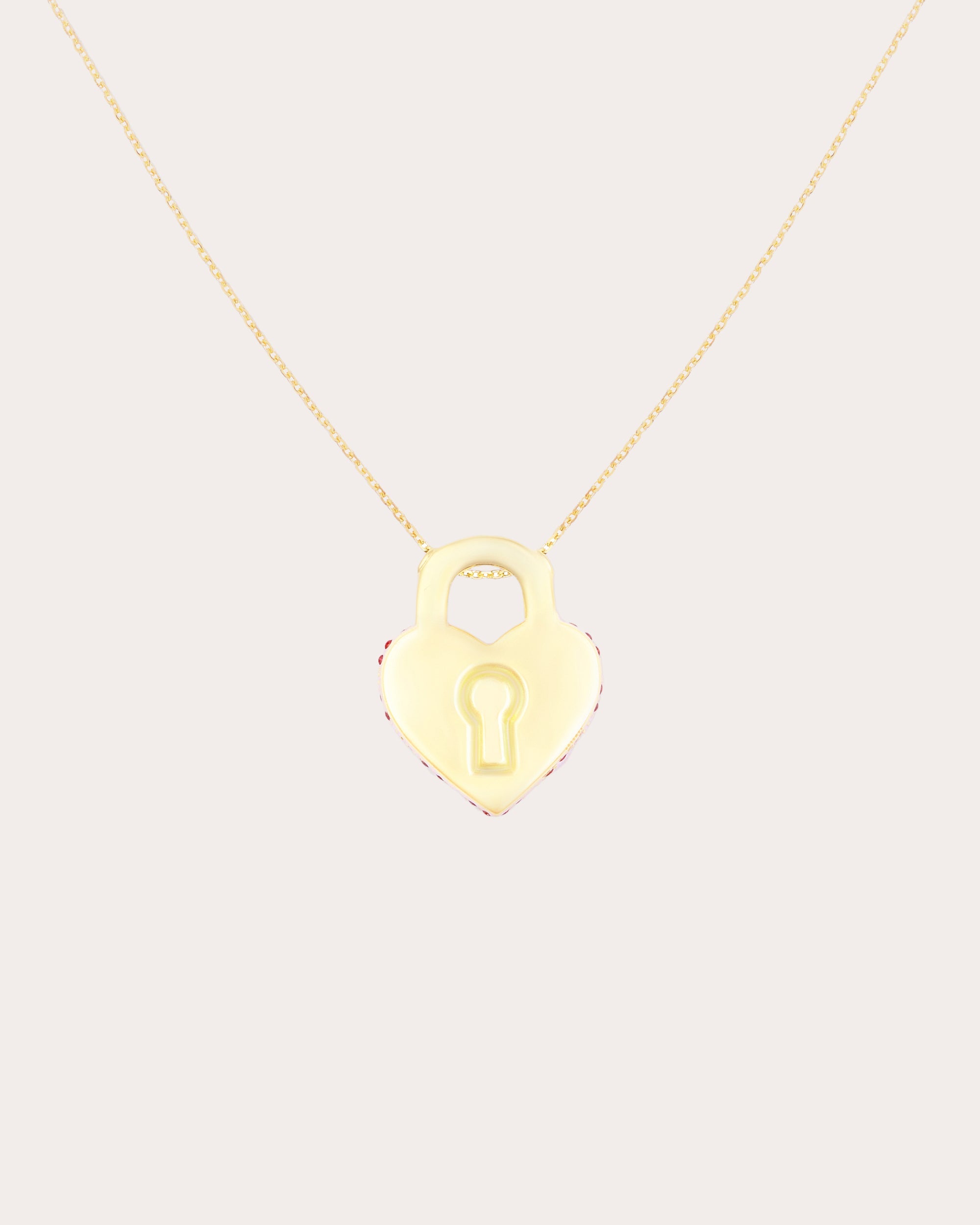 Ruby & Black Diamond 14k Gold Juju Heart Locket Pendant Necklace