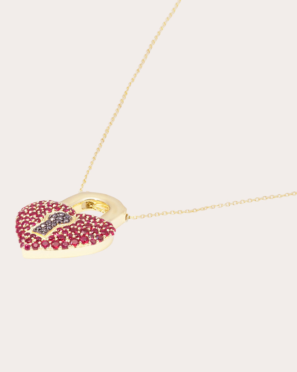 Ruby & Black Diamond 14k Gold Juju Heart Locket Pendant Necklace