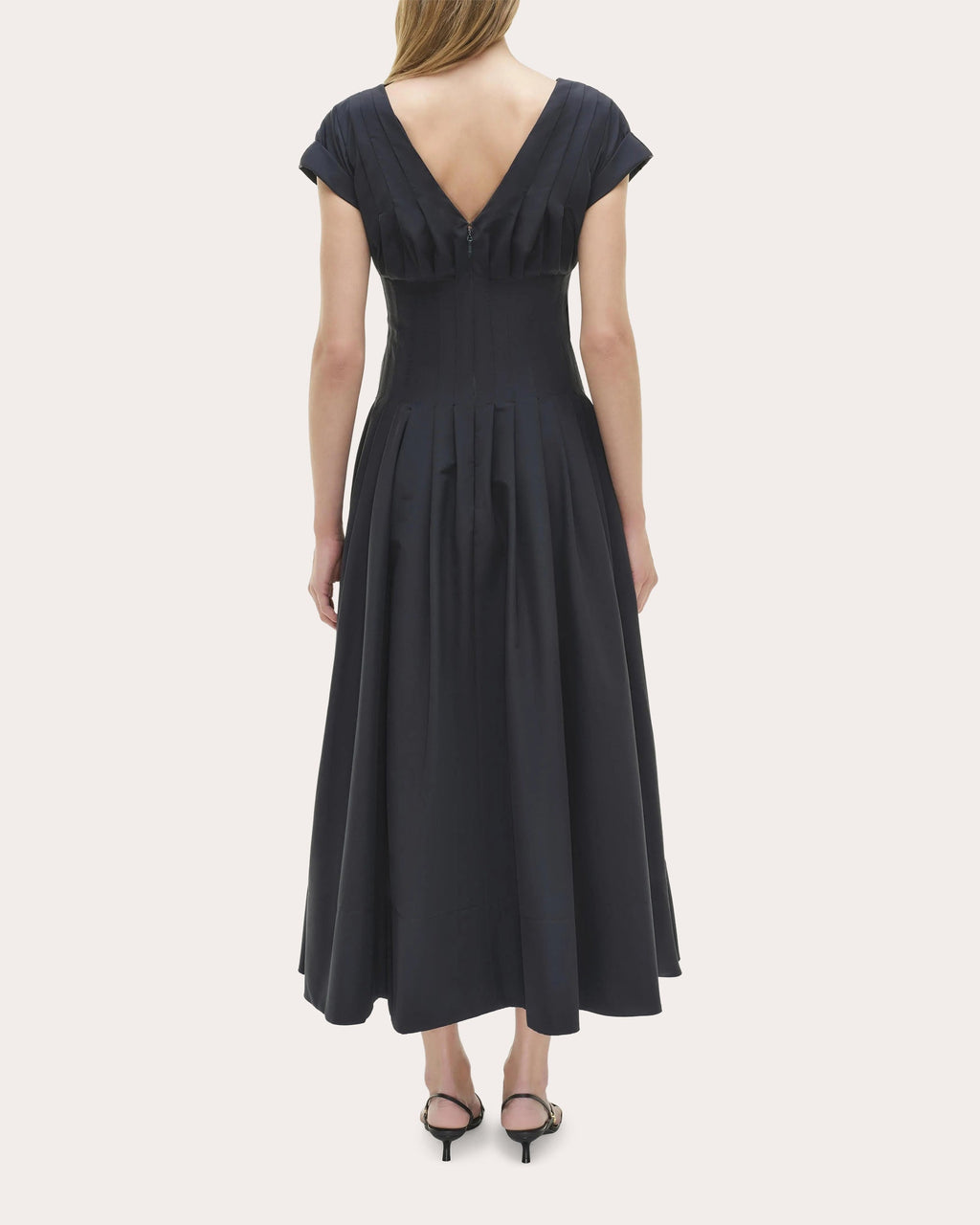Nina Pleated Faille Midi Dress