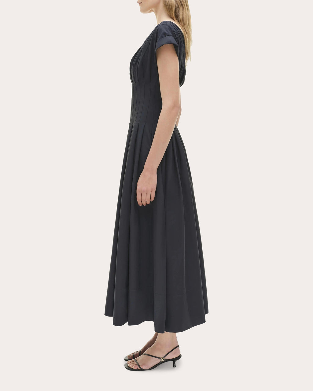 Nina Pleated Faille Midi Dress