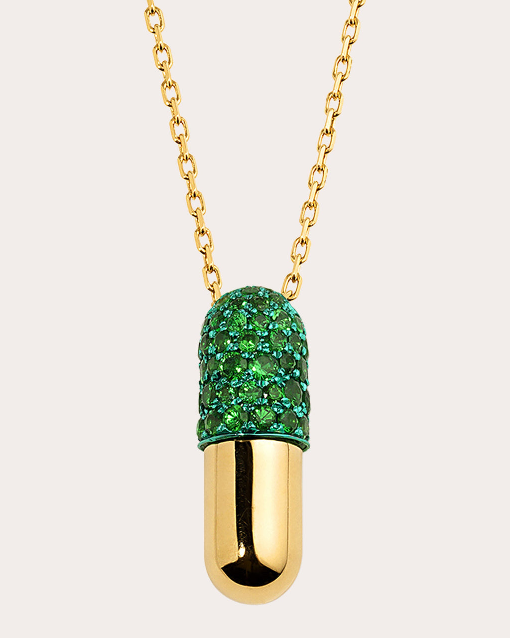 Tsavorite Garnet & 18k Gold Large Pill Pendant Necklace