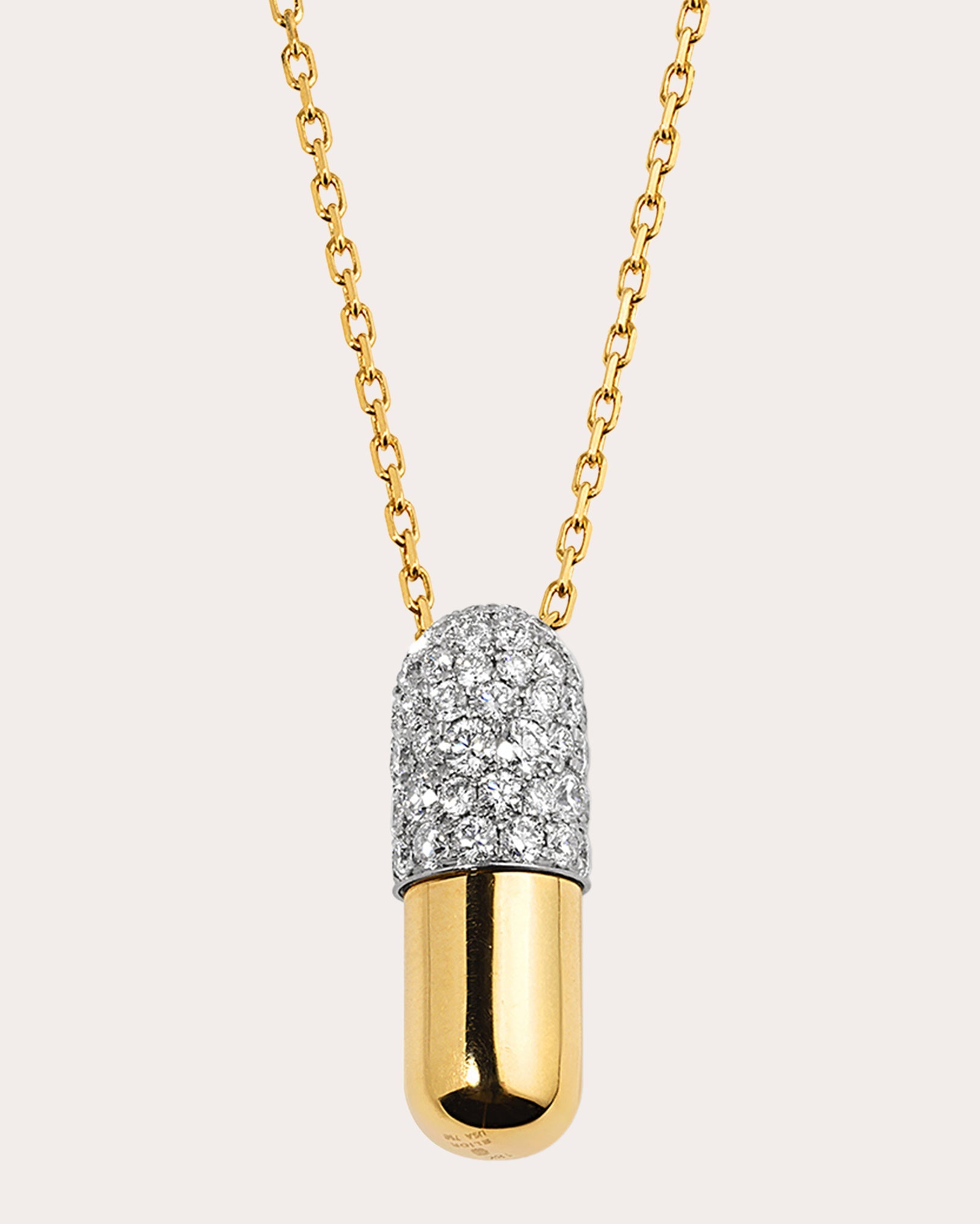 Diamond & 18k Gold Large Pill Pendant Necklace