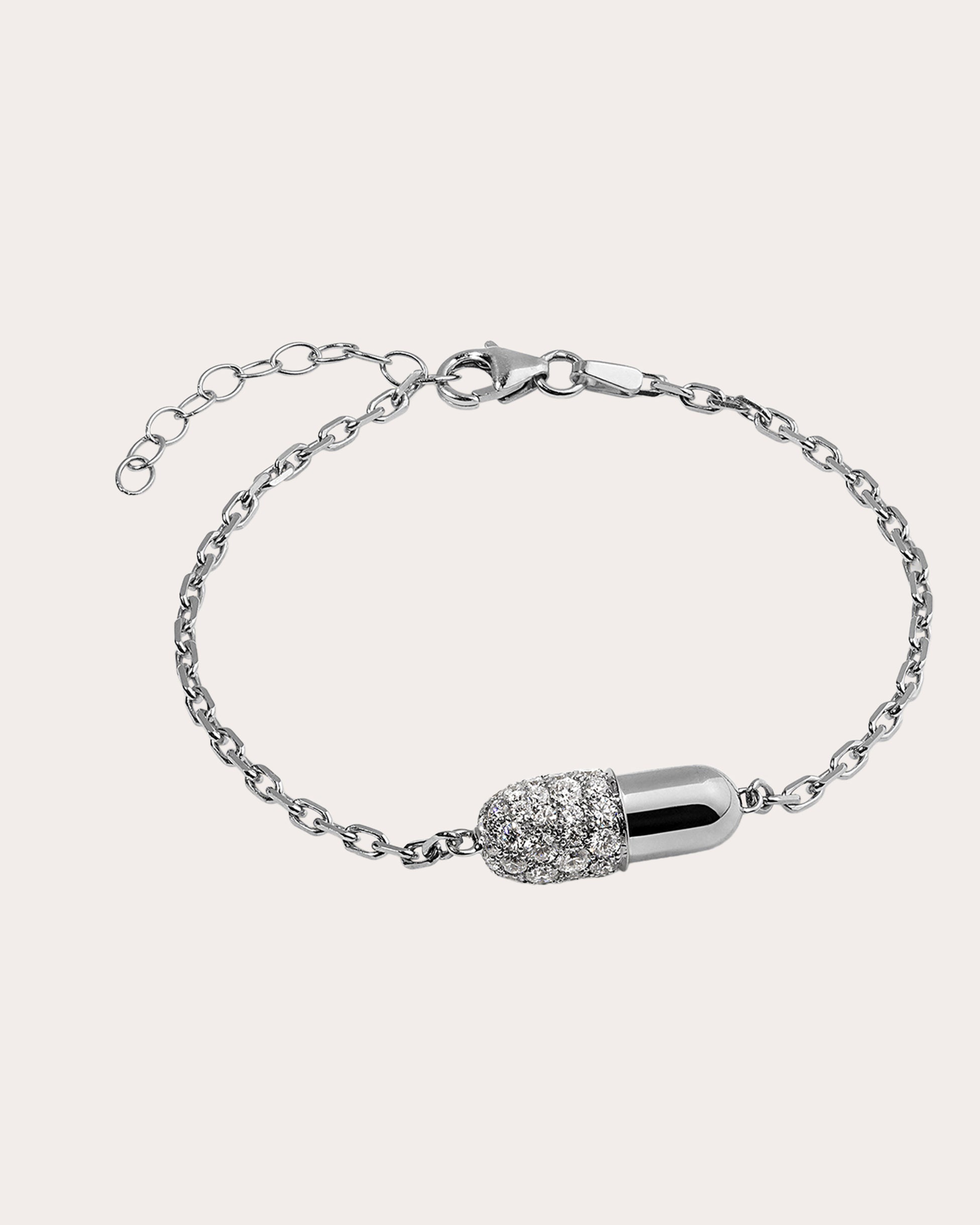 Diamond & 18k White Gold Medium Pill Bracelet