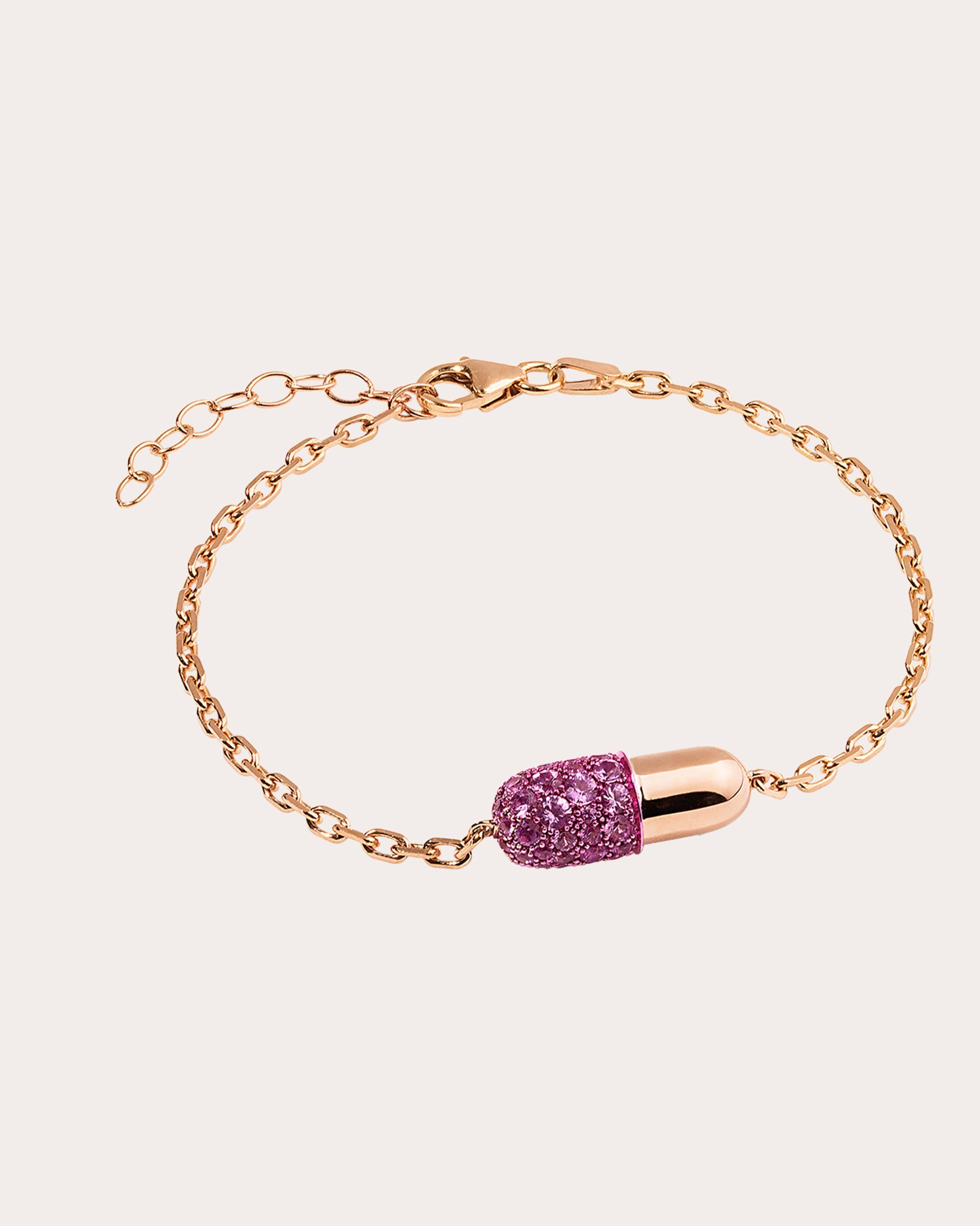 Pink Sapphire & 18k Rose Gold Medium Pill Bracelet