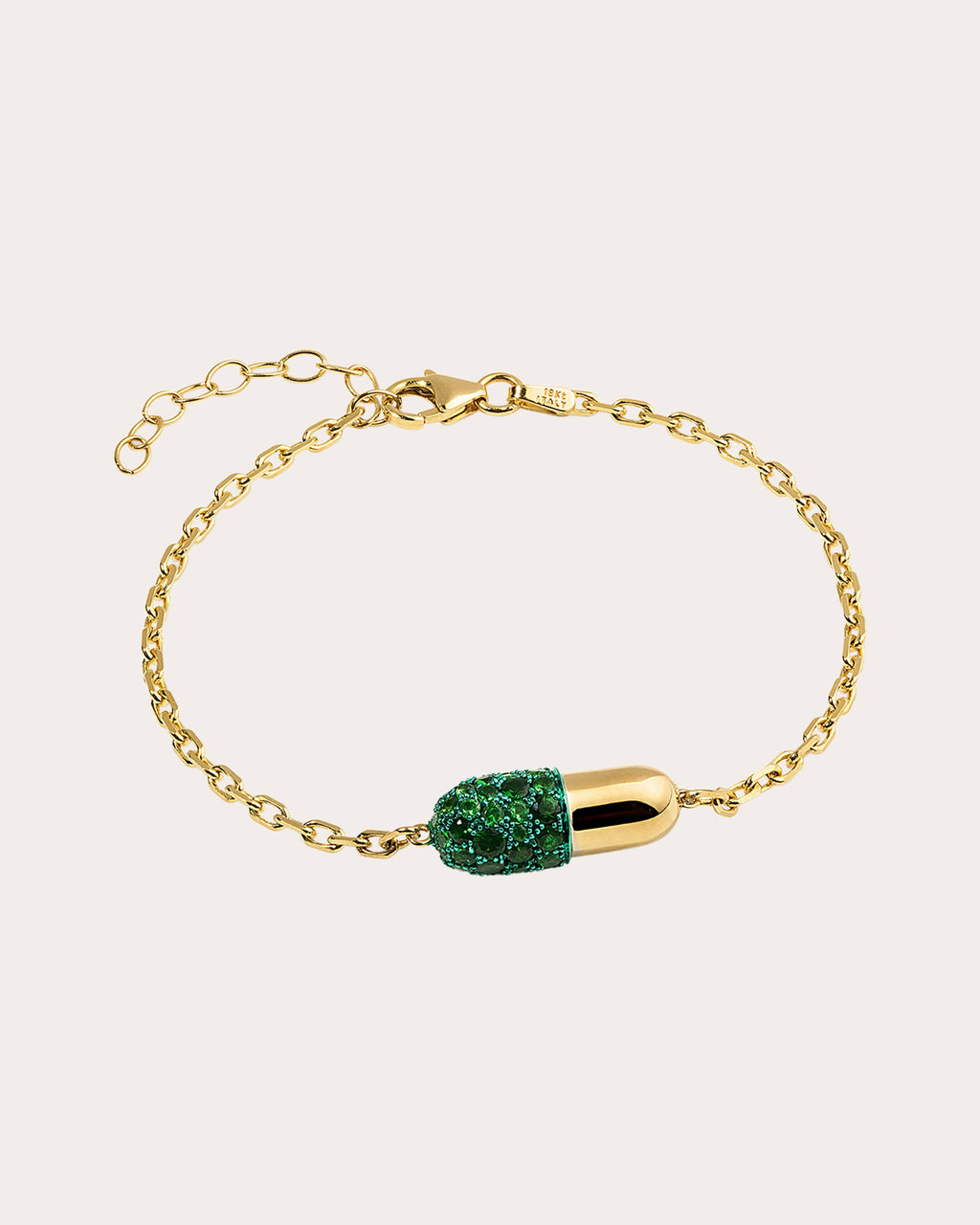 Tsavorite Garnet & 18k Gold Medium Pill Bracelet