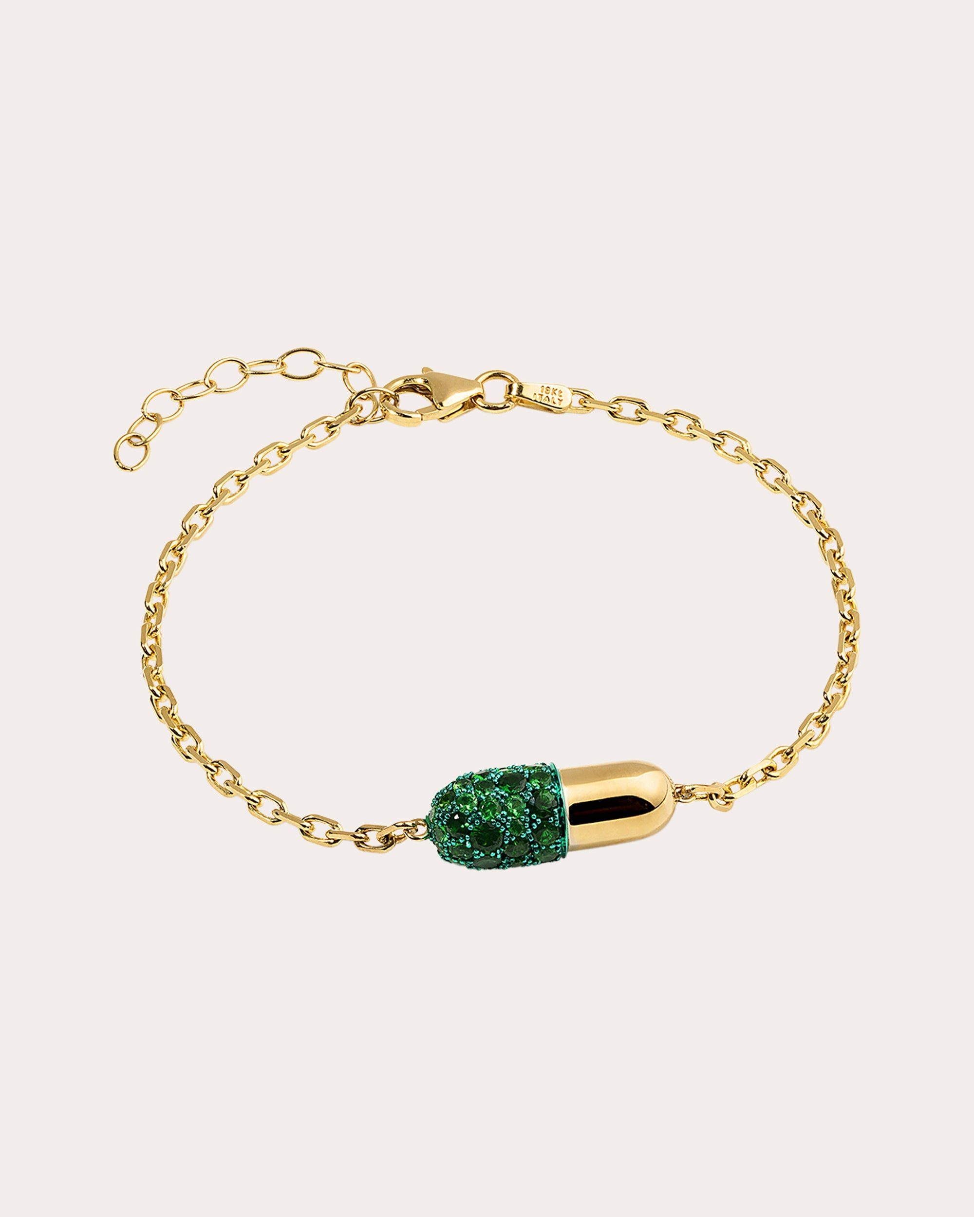 Tsavorite Garnet & 18k Gold Medium Pill Bracelet