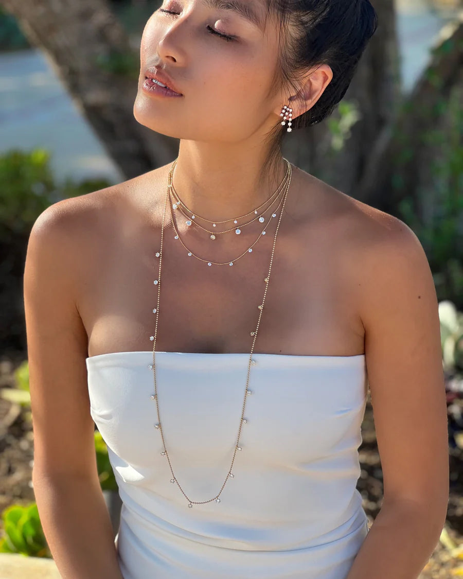 Diamond & 18k Gold Small Floating Station Necklace