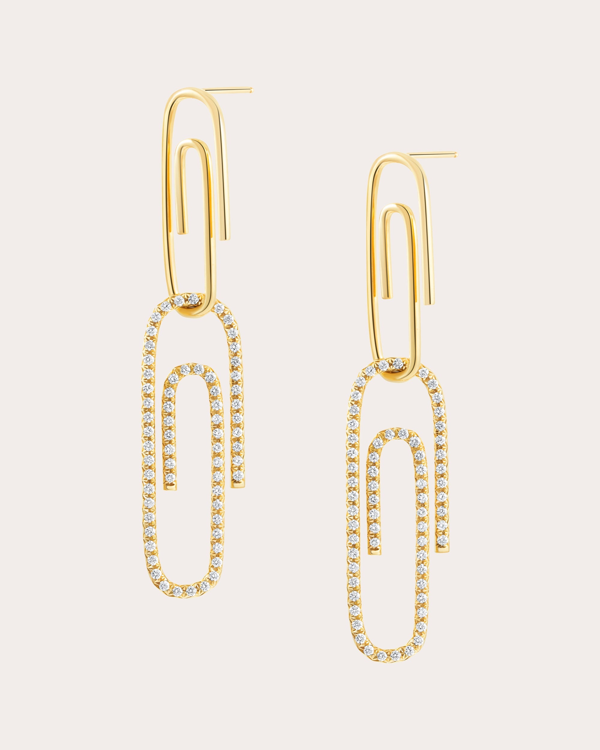 Diamond Playtime Paperclip Double Drop Earrings