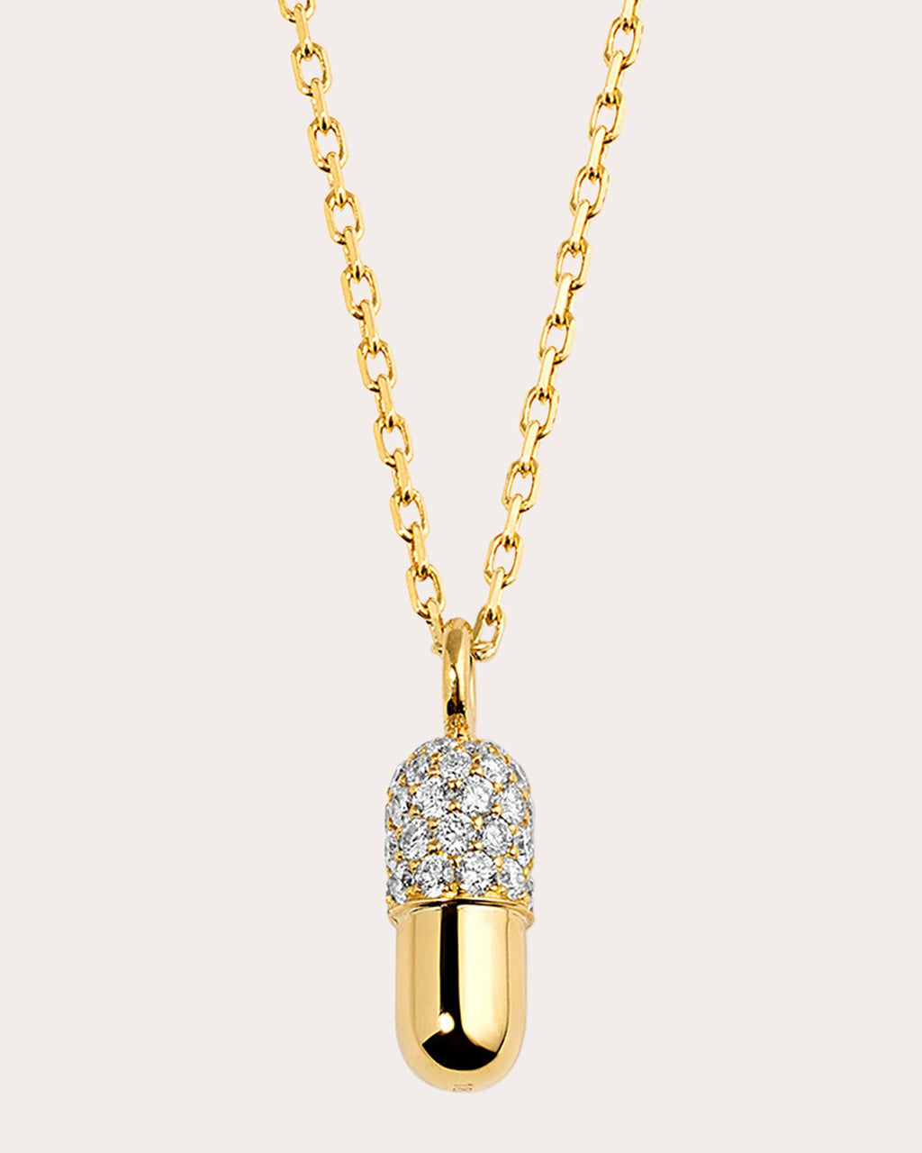 Diamond & 18k Gold Mini Pill Pendant Necklace