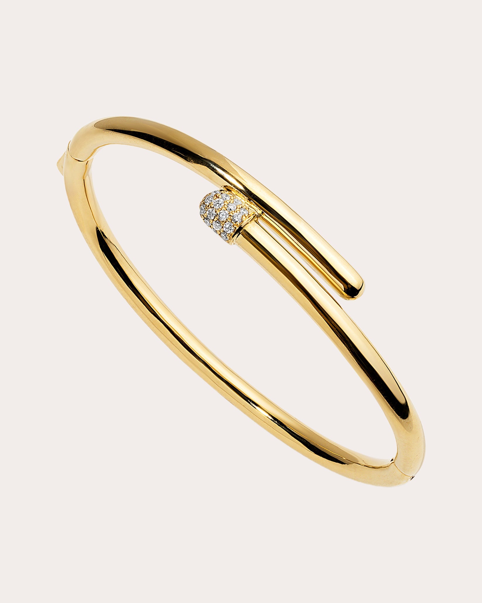 Diamond & 18k Gold Pill Thin Bypass Cuff
