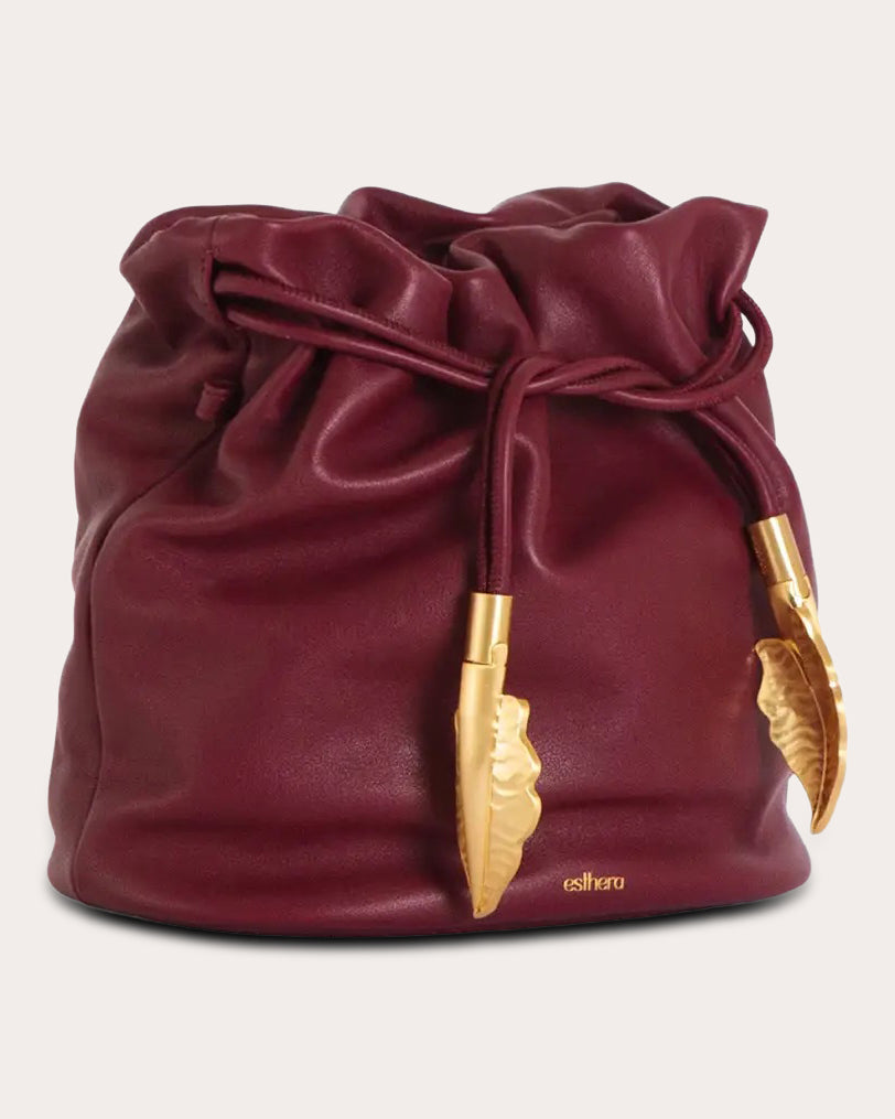 Leaf Leather Pouch Bag