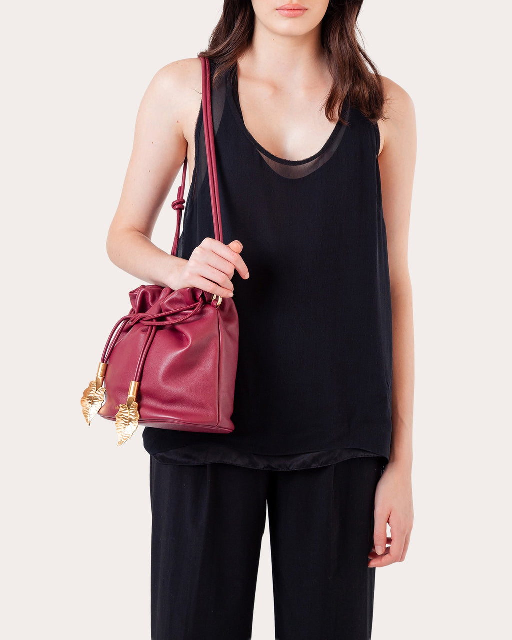 Leaf Leather Pouch Bag