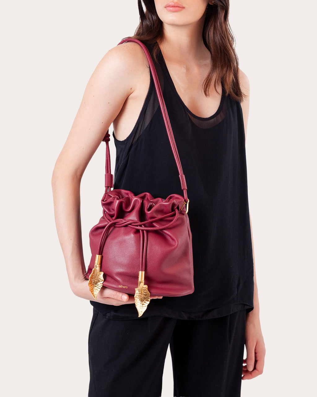 Leaf Leather Pouch Bag