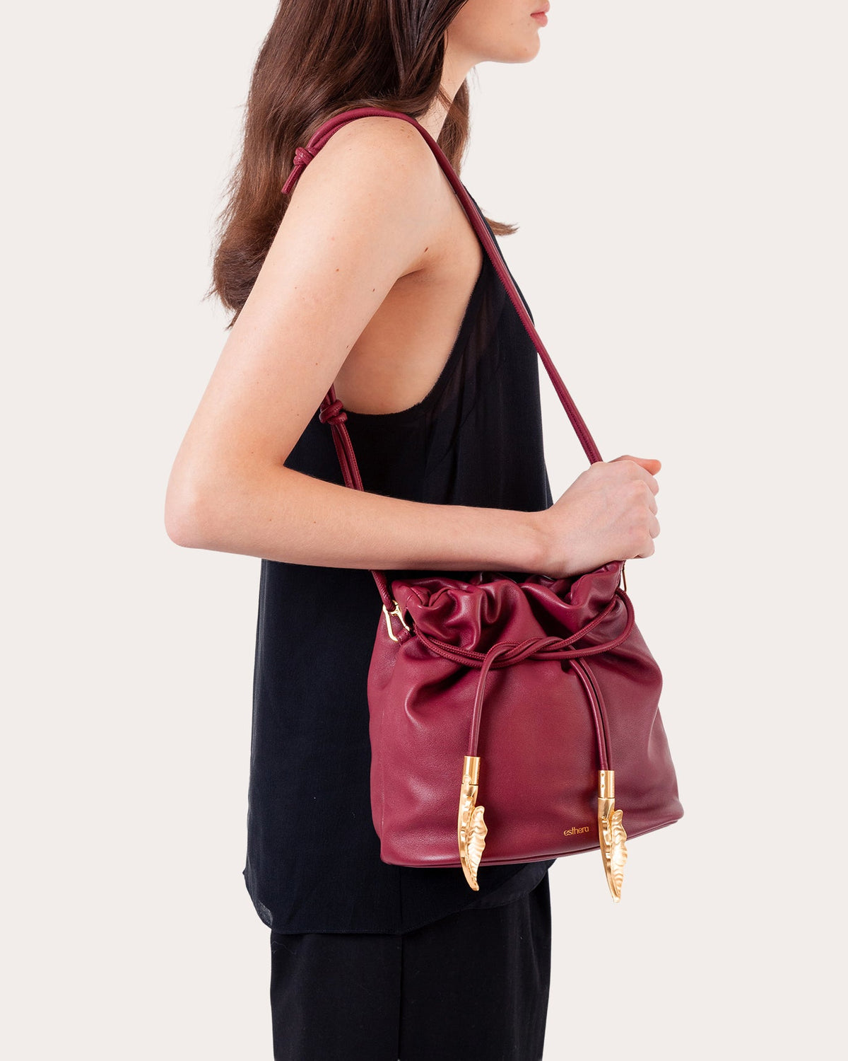 Leaf Leather Pouch Bag