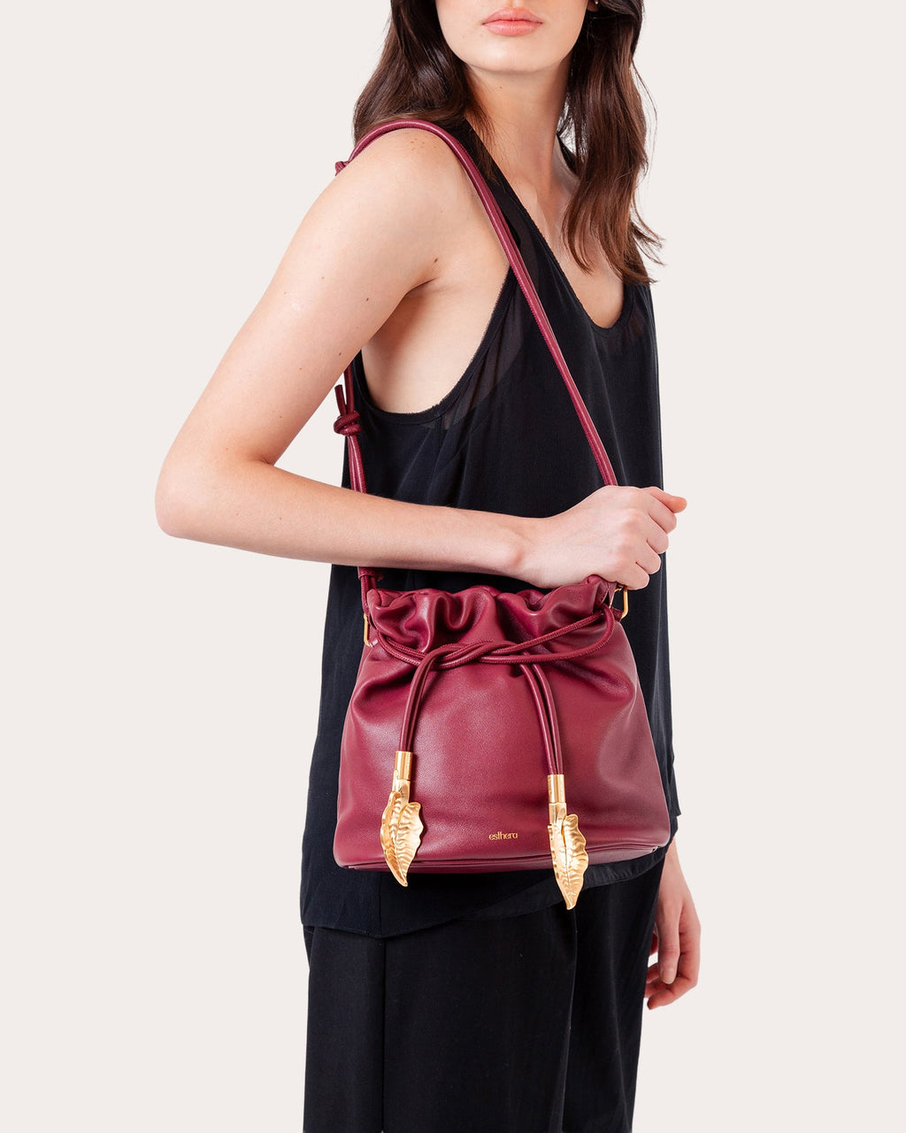 Leaf Leather Pouch Bag