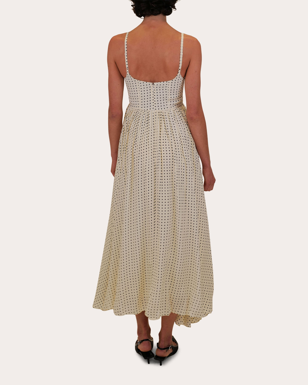 Rachel Polka Dot Silk Empire Midi Dress