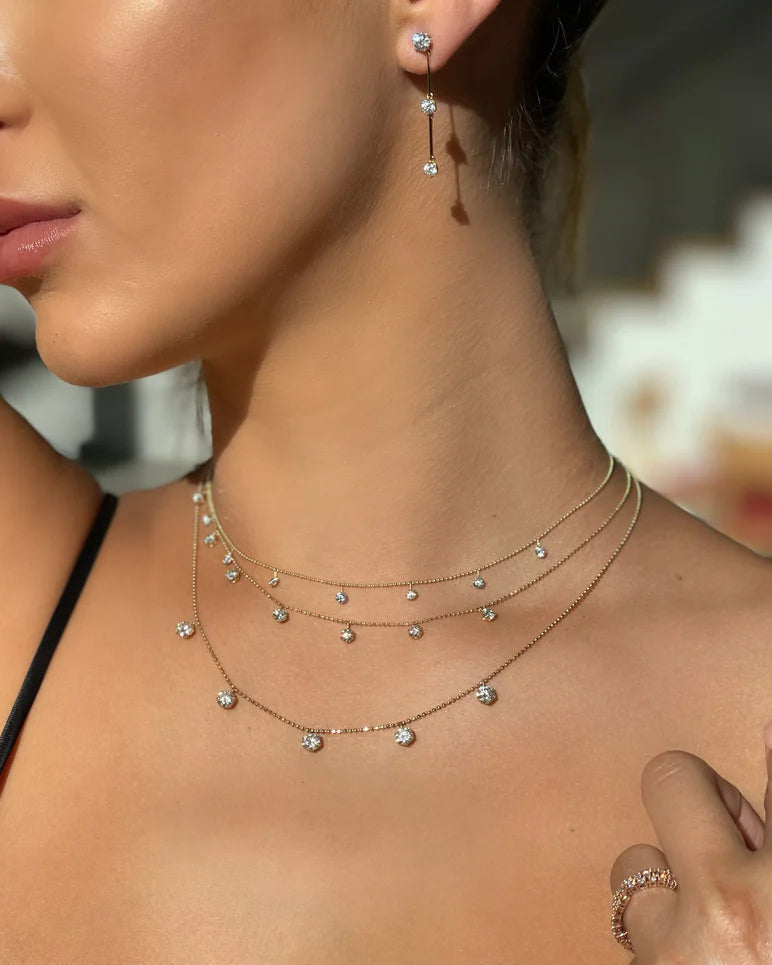 Diamond & 18k White Gold Large Floating Station Necklace