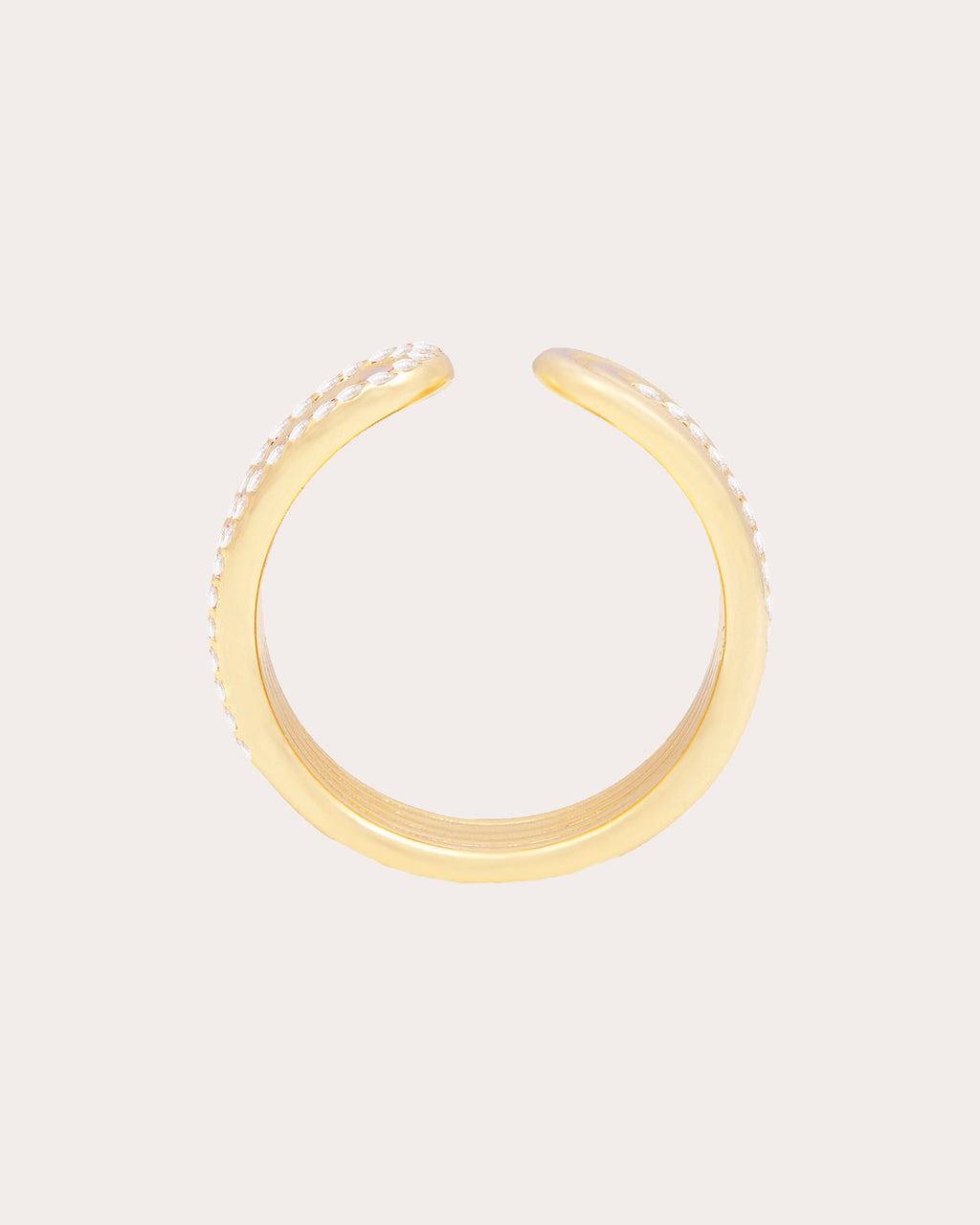 Diamond & 14k Gold Found Ribbed Open Ring