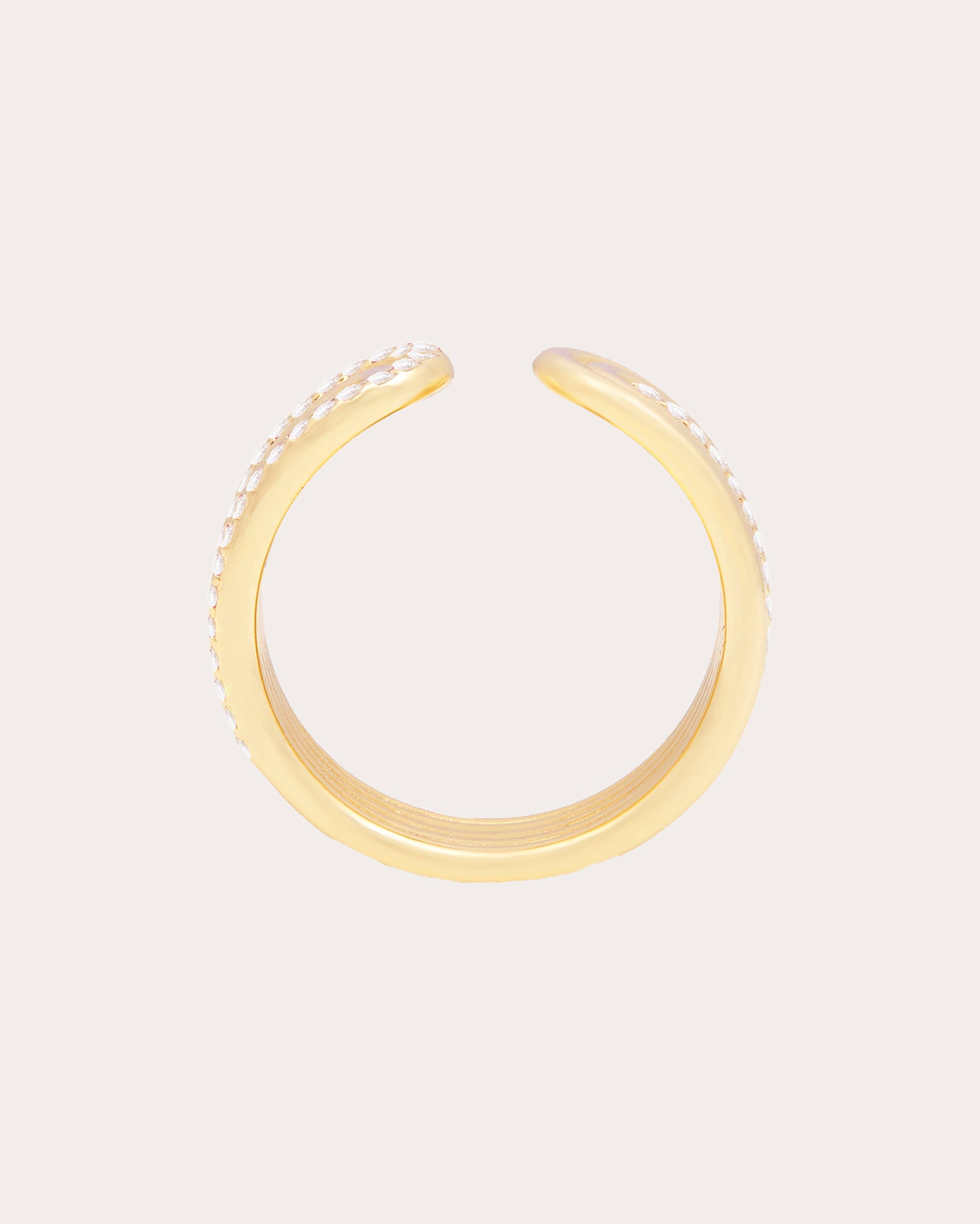 Diamond & 14k Gold Found Ribbed Open Ring