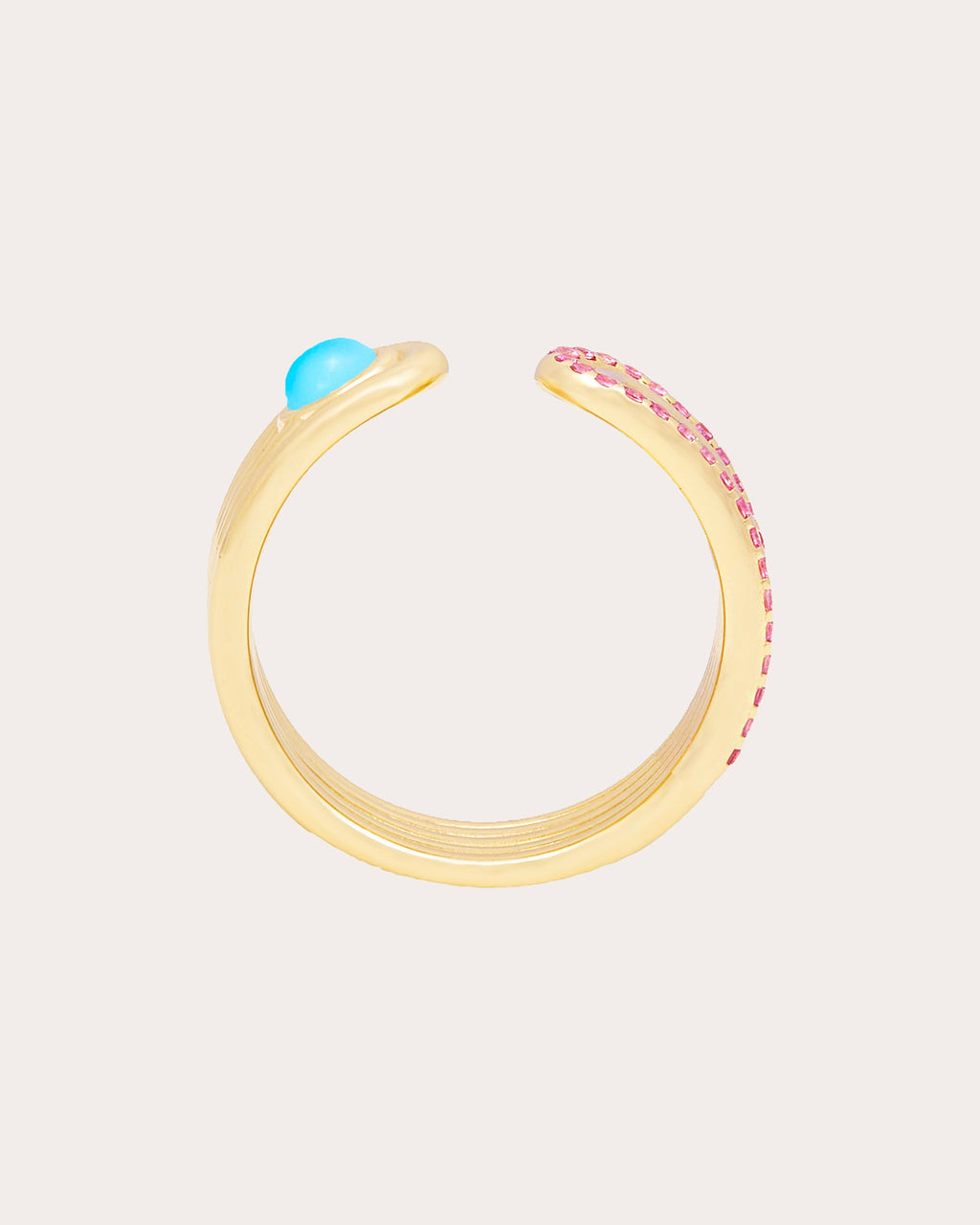 Pink Sapphire & Turquoise Found Open Ring