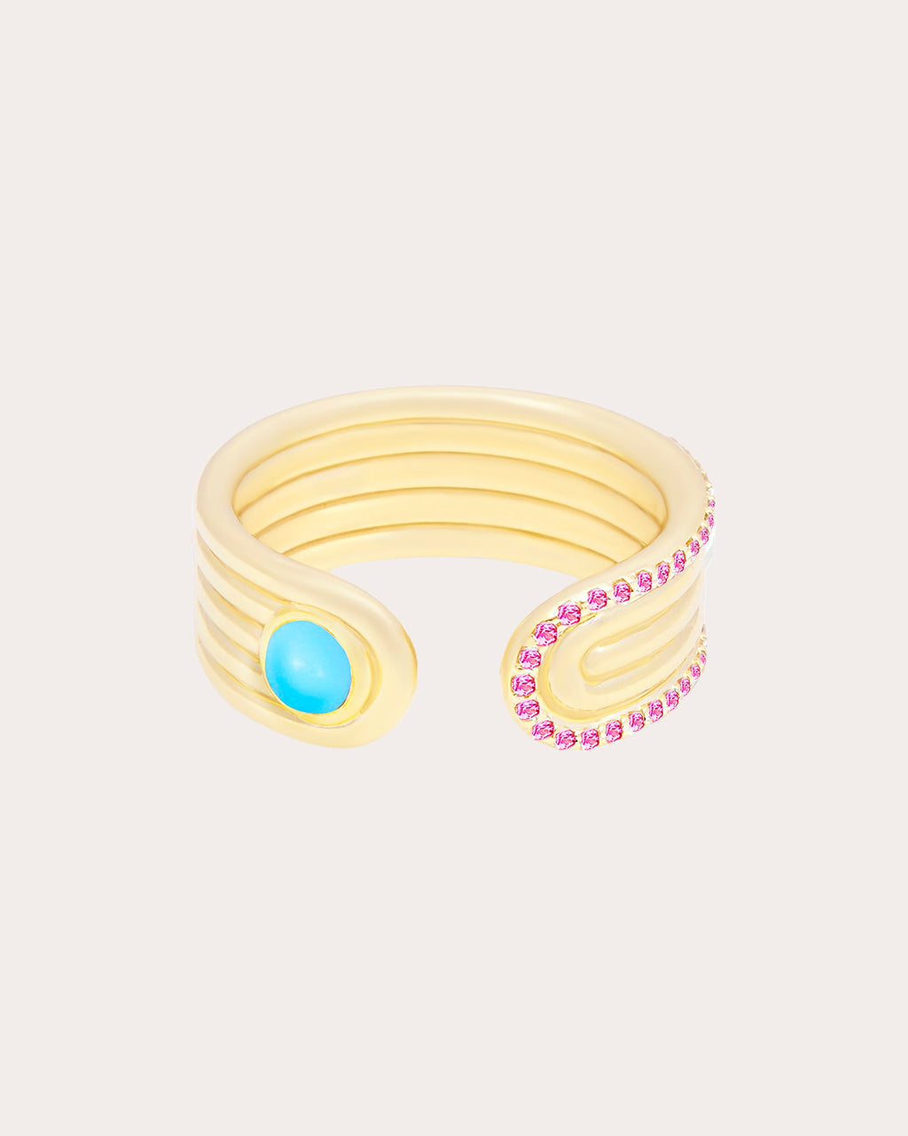 Pink Sapphire & Turquoise Found Open Ring