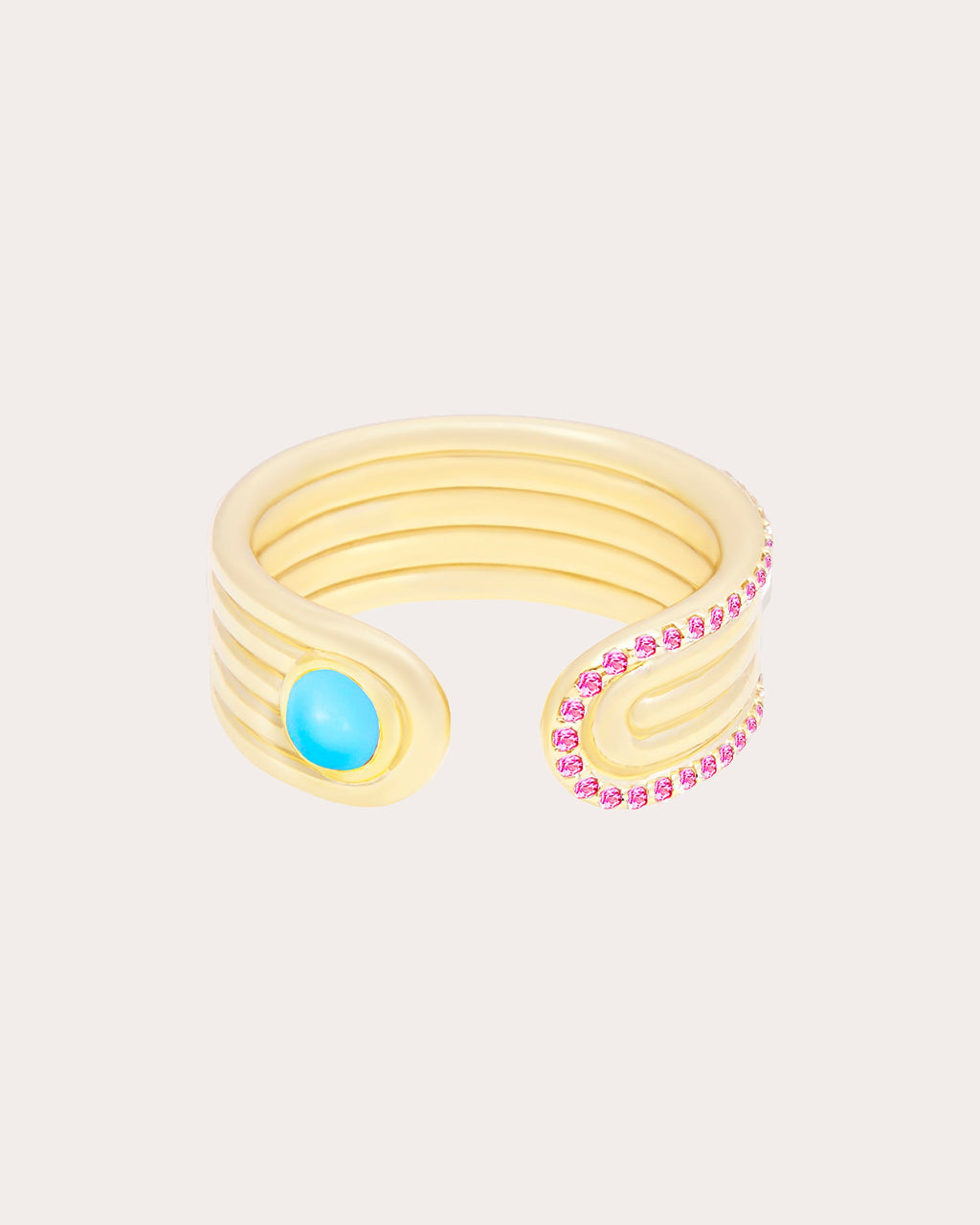 Turquoise Cabochon Found Open Ring