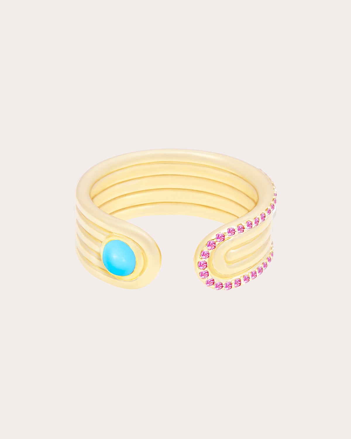 Turquoise Cabochon Found Open Ring