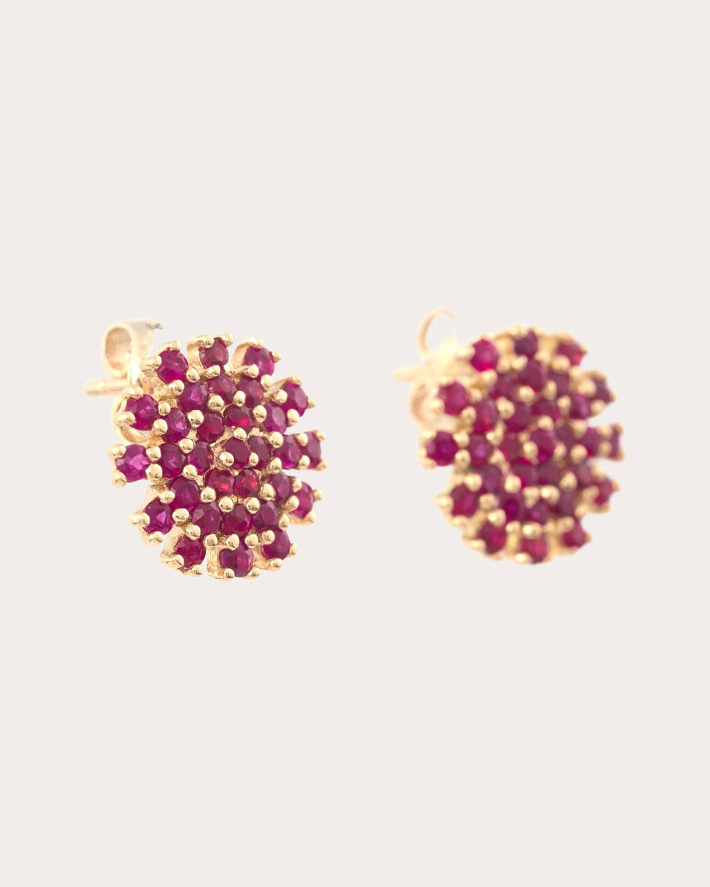 Ruby Flower Stud Earrings