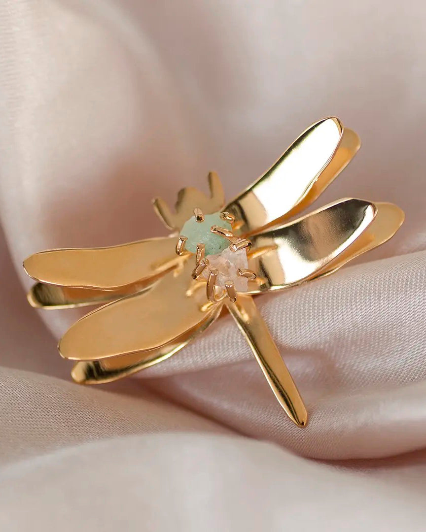 Amethyst & Rose Quartz Sara Dragonfly Ring