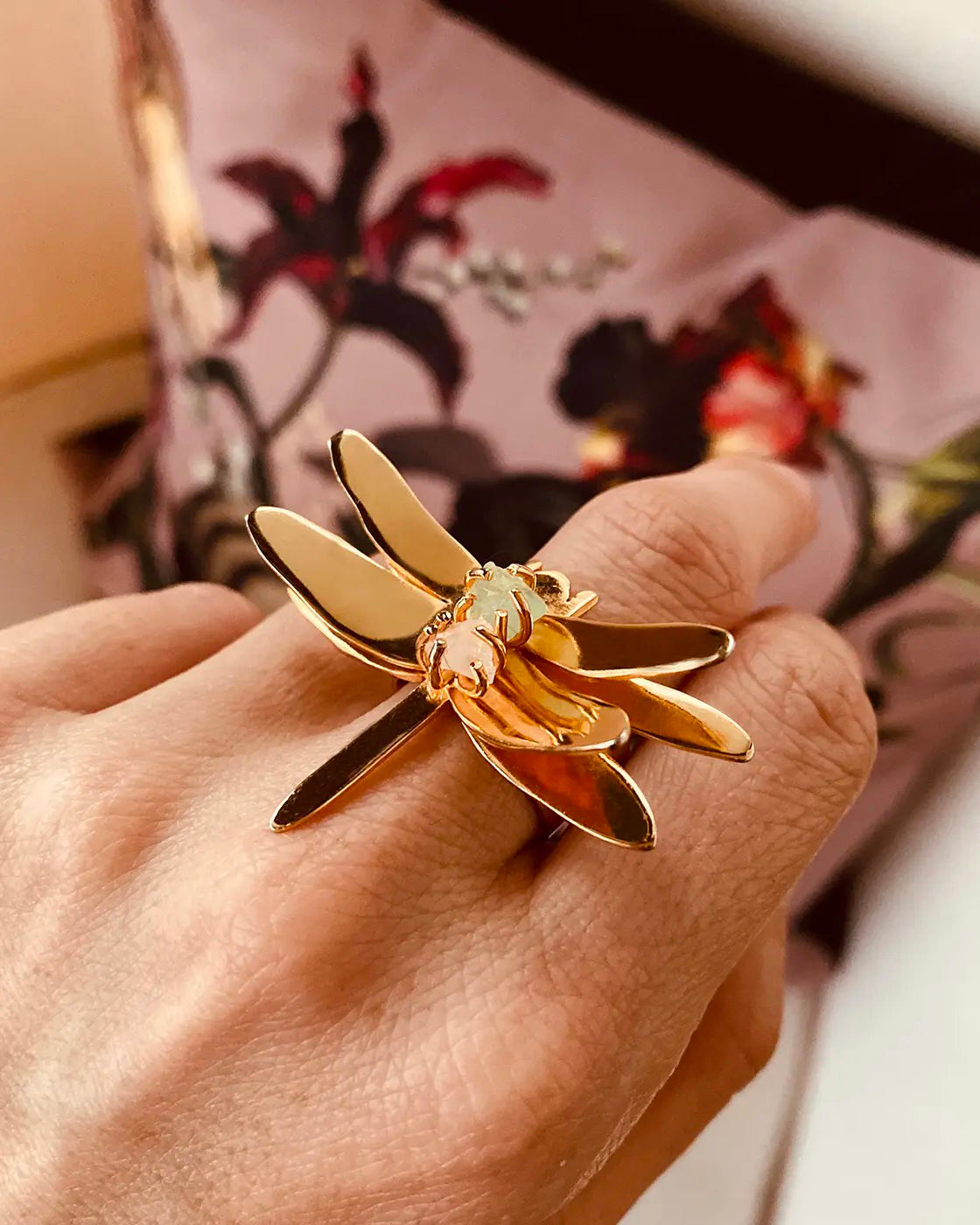Amethyst & Rose Quartz Sara Dragonfly Ring