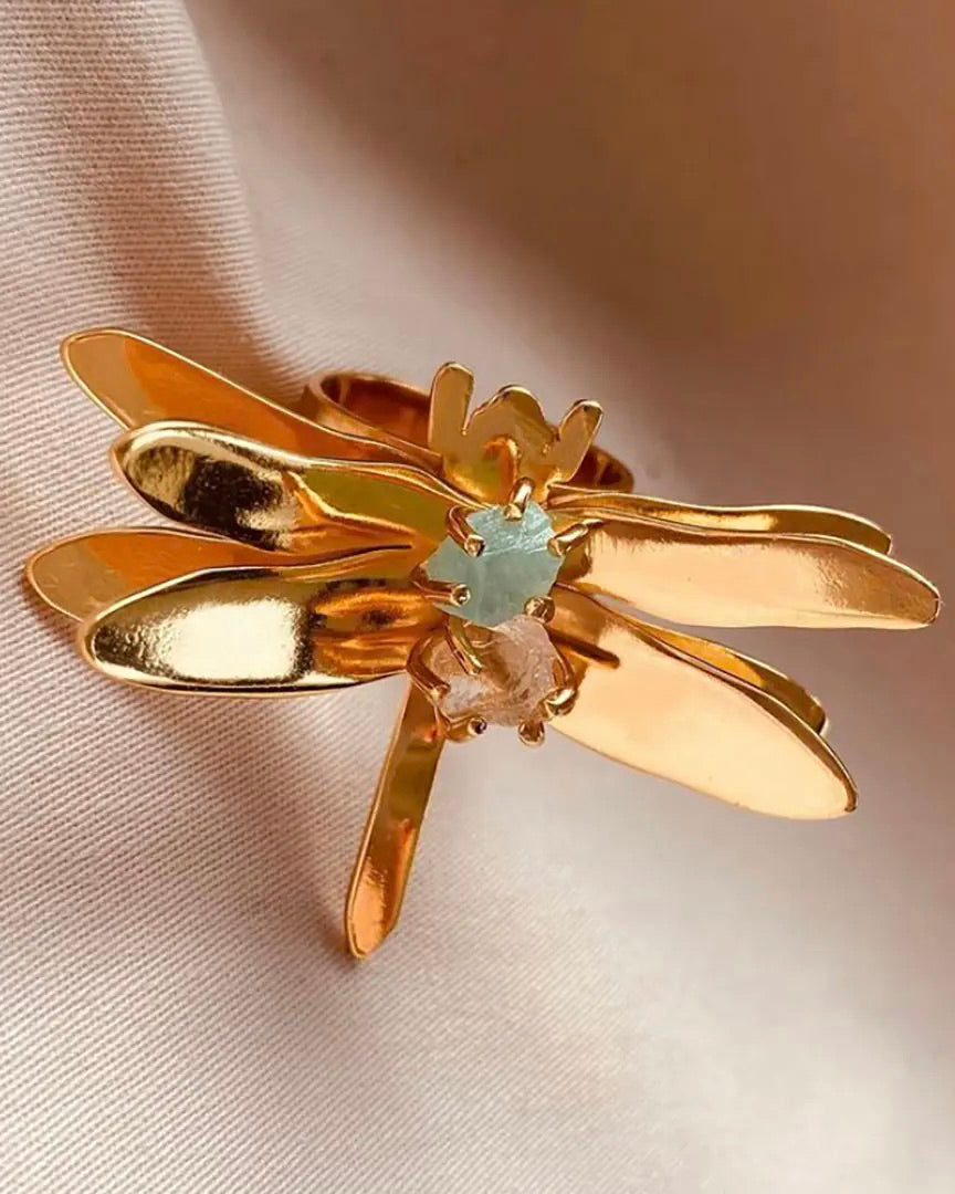 Amethyst & Rose Quartz Sara Dragonfly Ring
