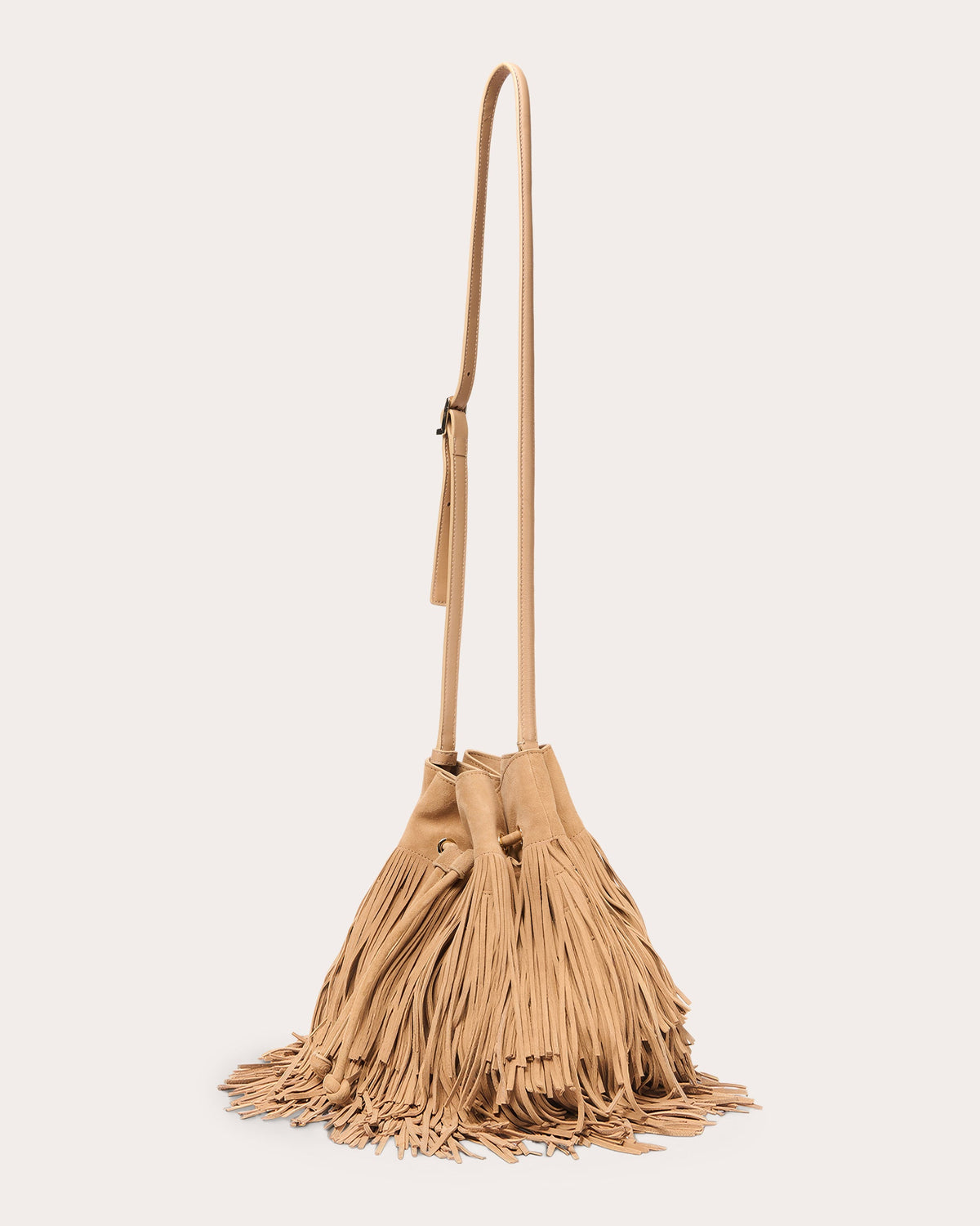 Marena Suede Fringe Bucket Bag