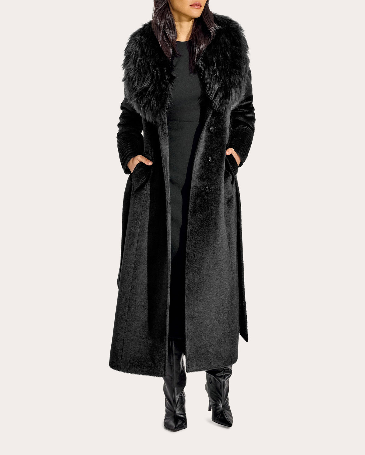 Suri Alpaca Fur Collar Maxi Coat
