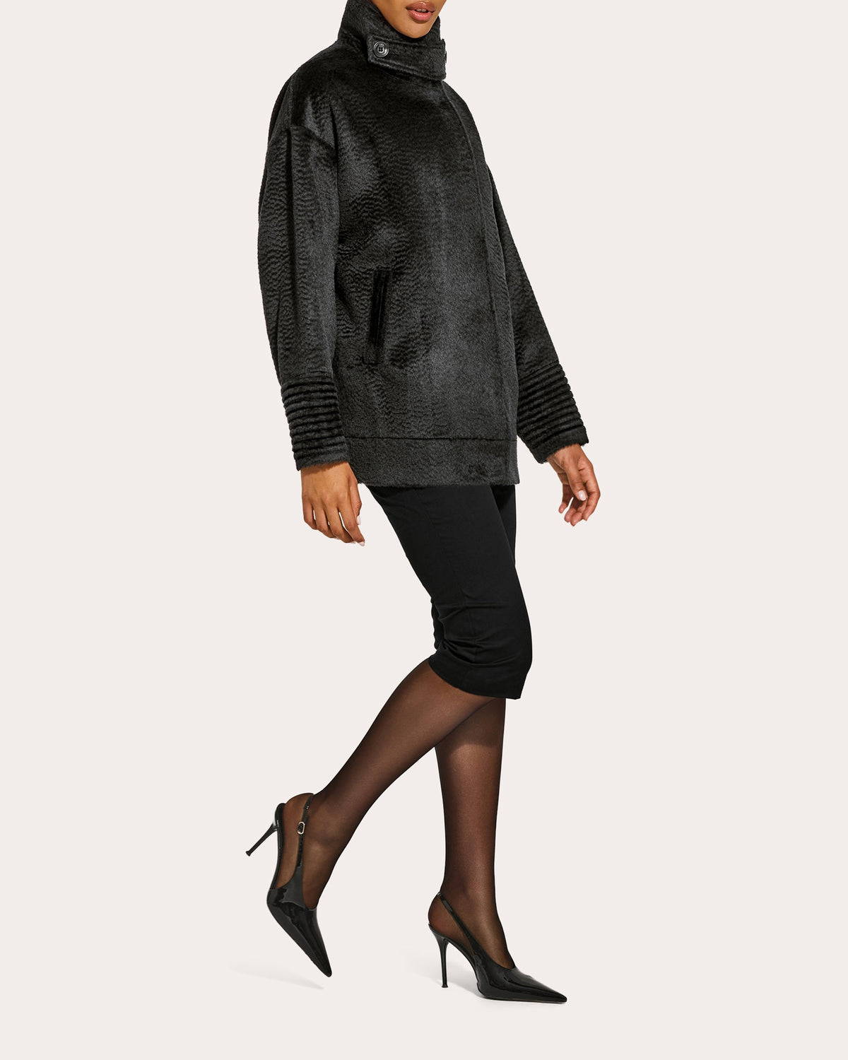 Suri Alpaca Stand Collar Aviator Jacket