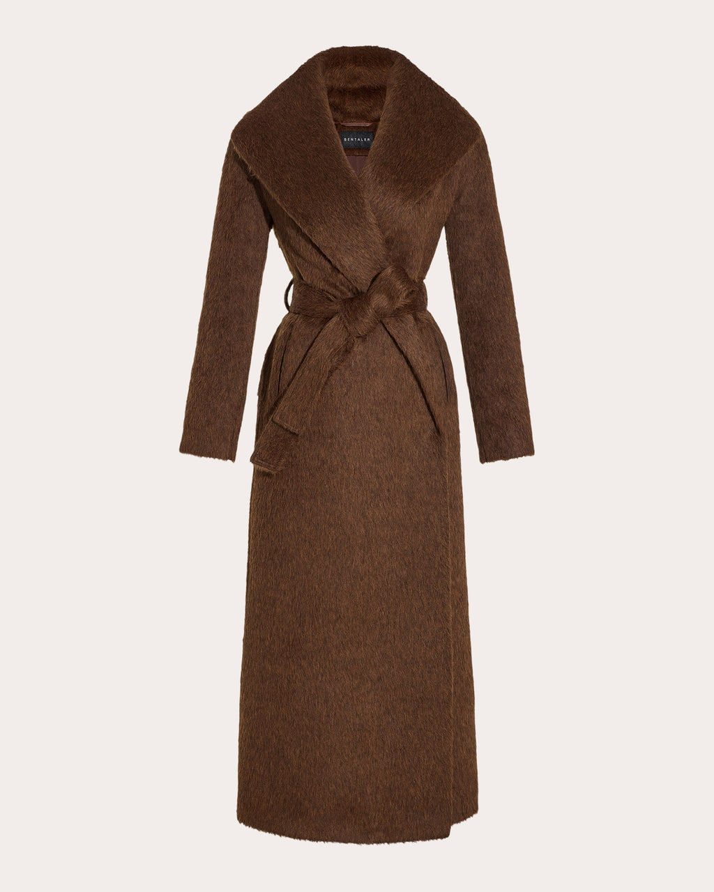 Textured Suri Alpaca Shawl Collar Maxi Wrap Coat