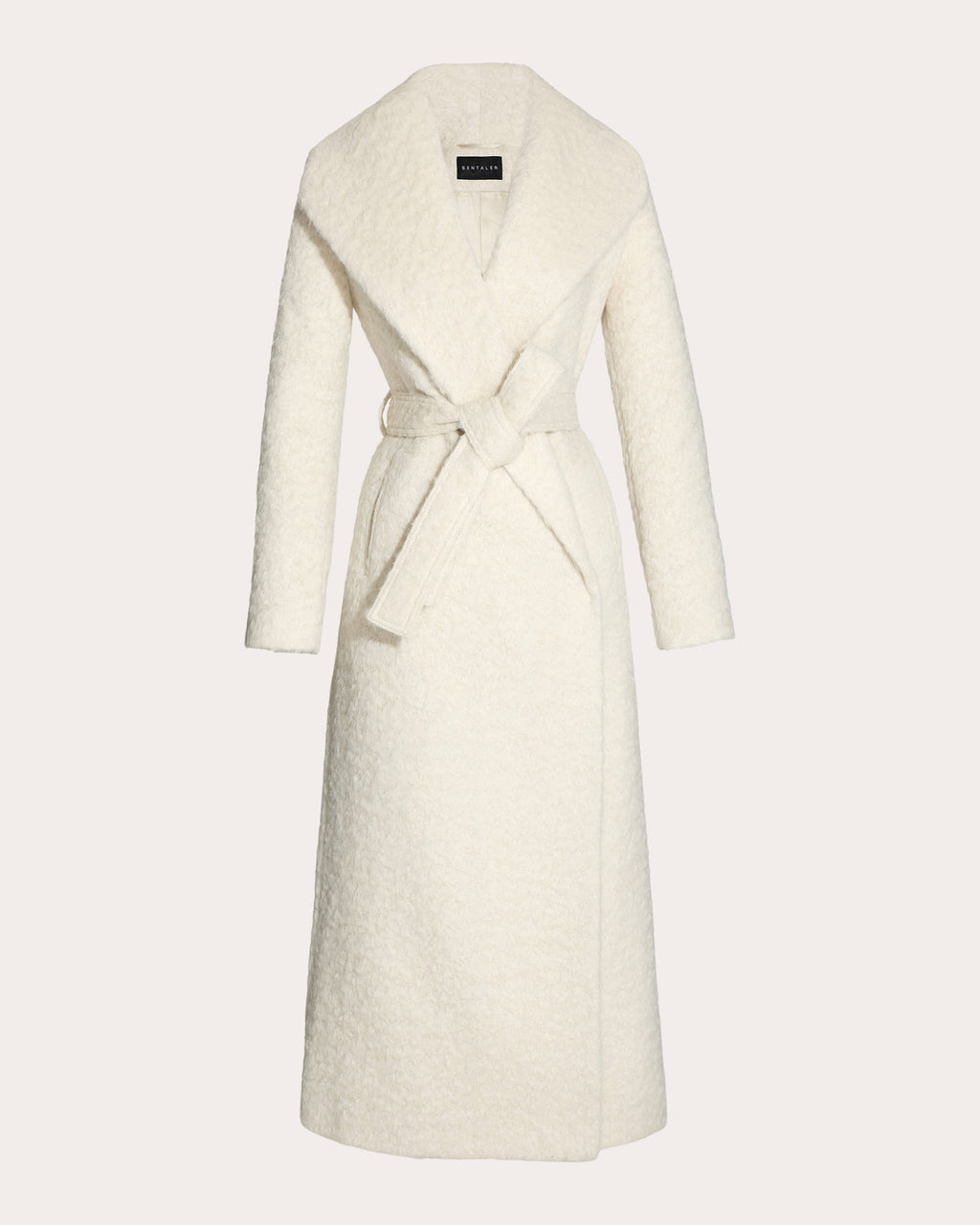 Textured Suri Alpaca Shawl Collar Maxi Wrap Coat