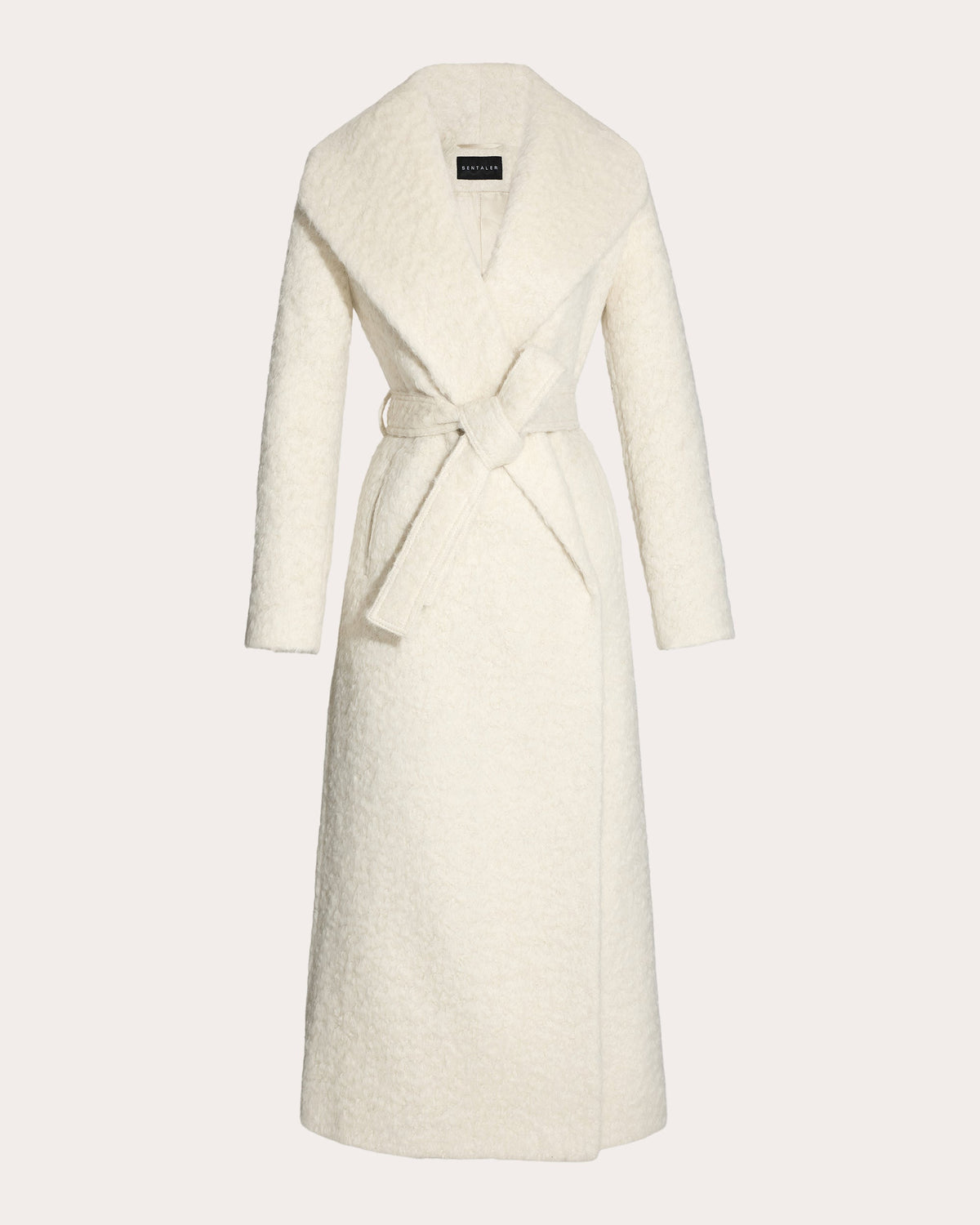 Textured Suri Alpaca Shawl Collar Maxi Wrap Coat
