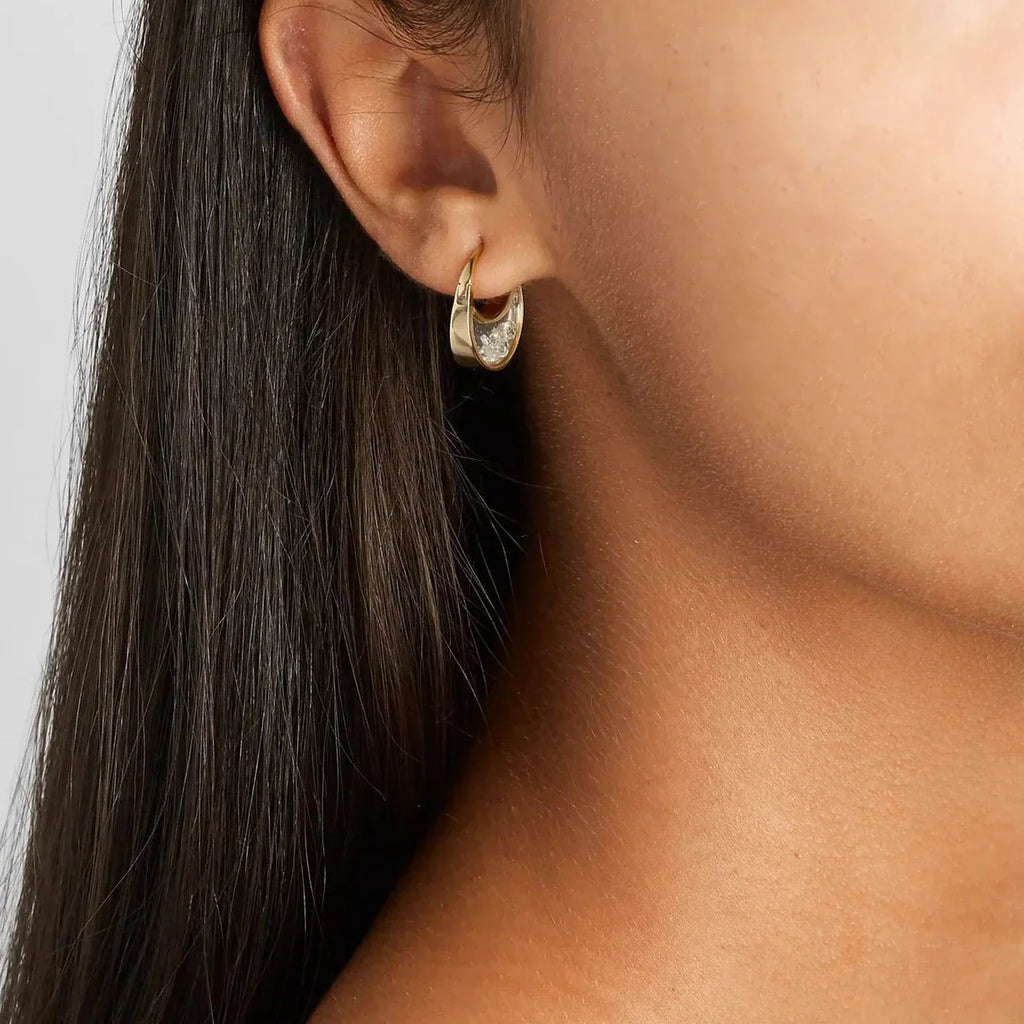 Diamond & 18k Gold Purses Shaker Hoop Earrings