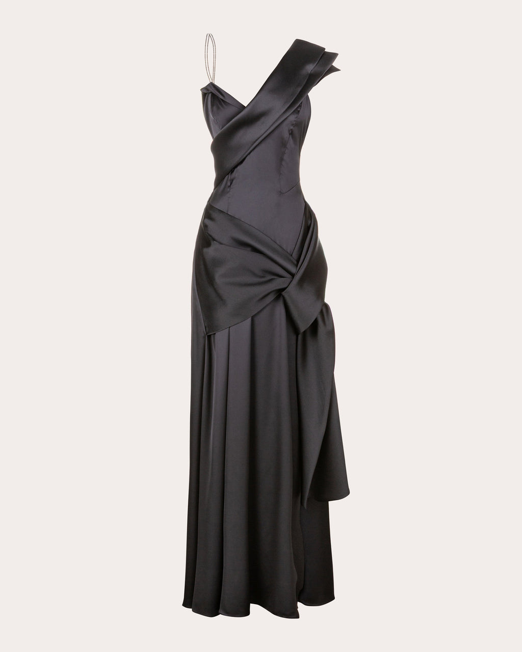 Janet Satin Draped Wrap Maxi Dress