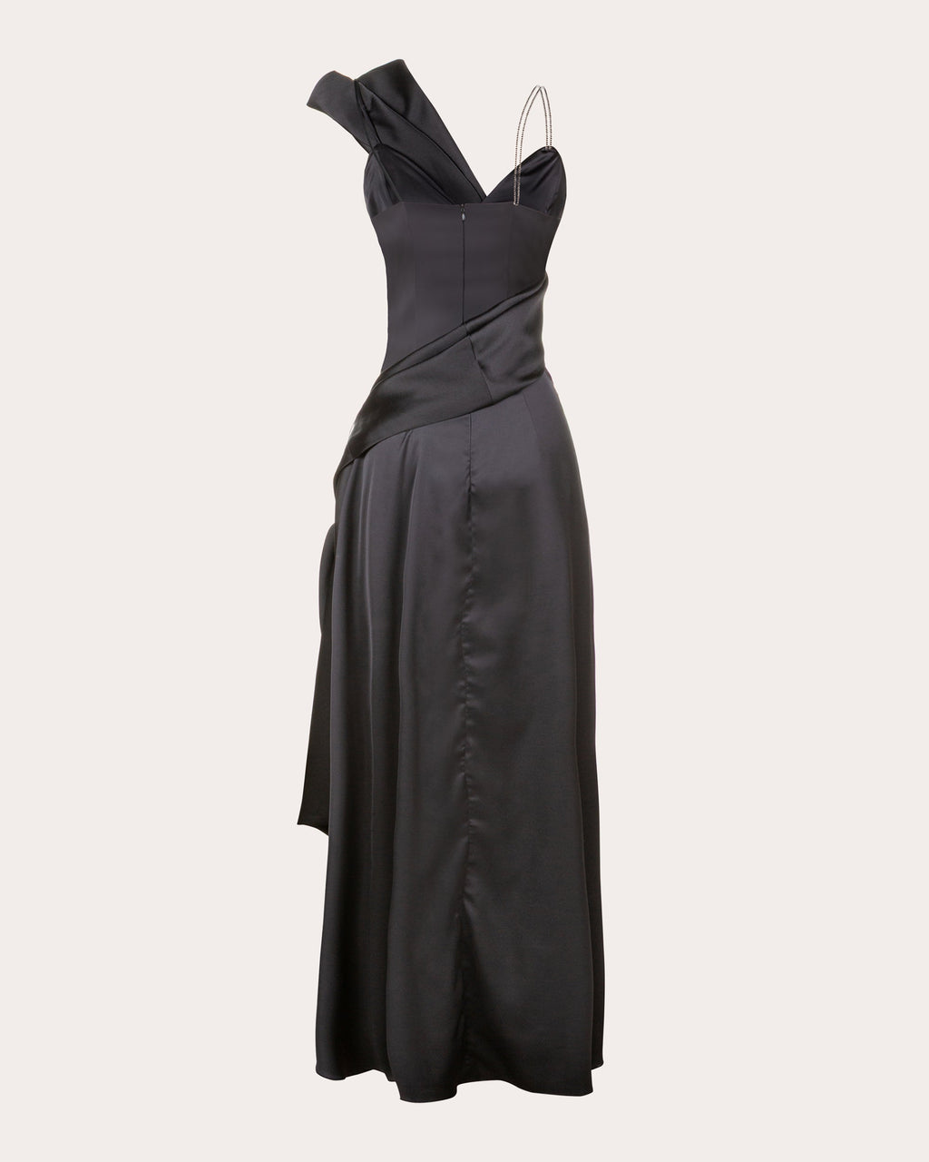 Janet Satin Draped Wrap Maxi Dress
