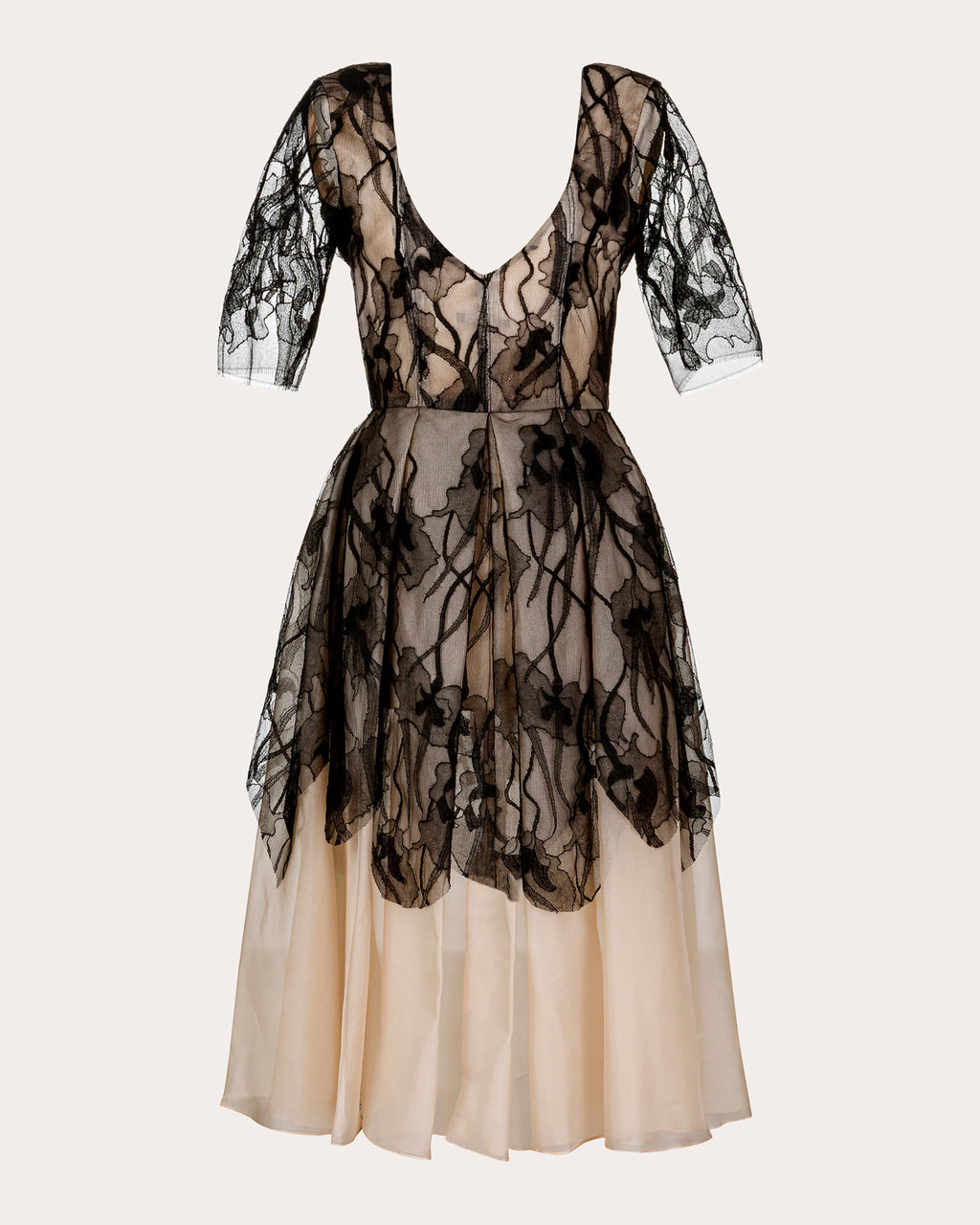 Lea Silk Organza Lace Corset Midi Dress