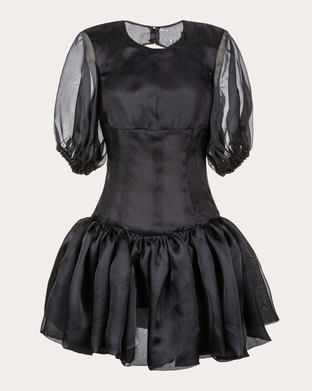 Macey Silk Organza Puff-Sleeve Mini Dress