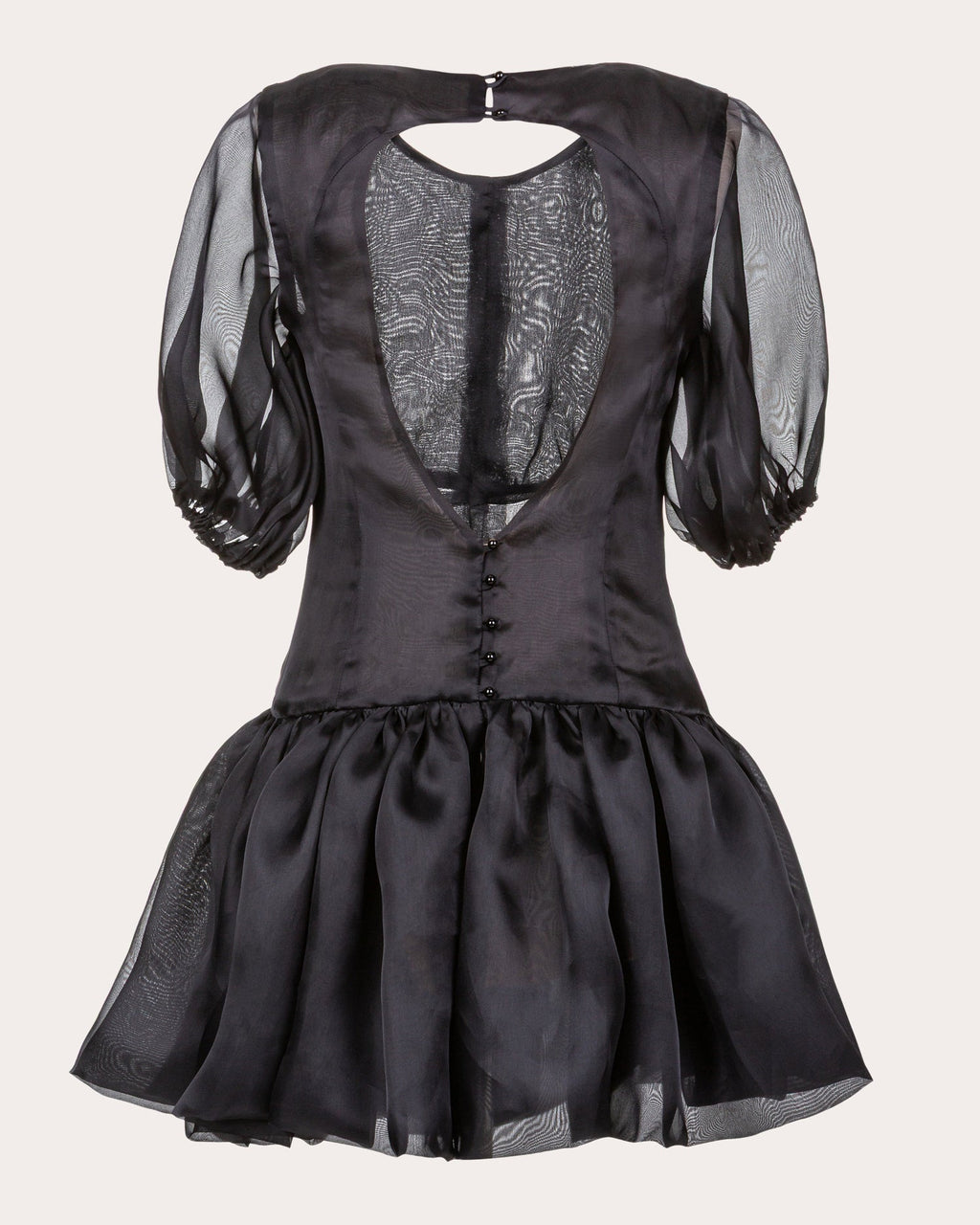 Macey Silk Organza Puff-Sleeve Mini Dress