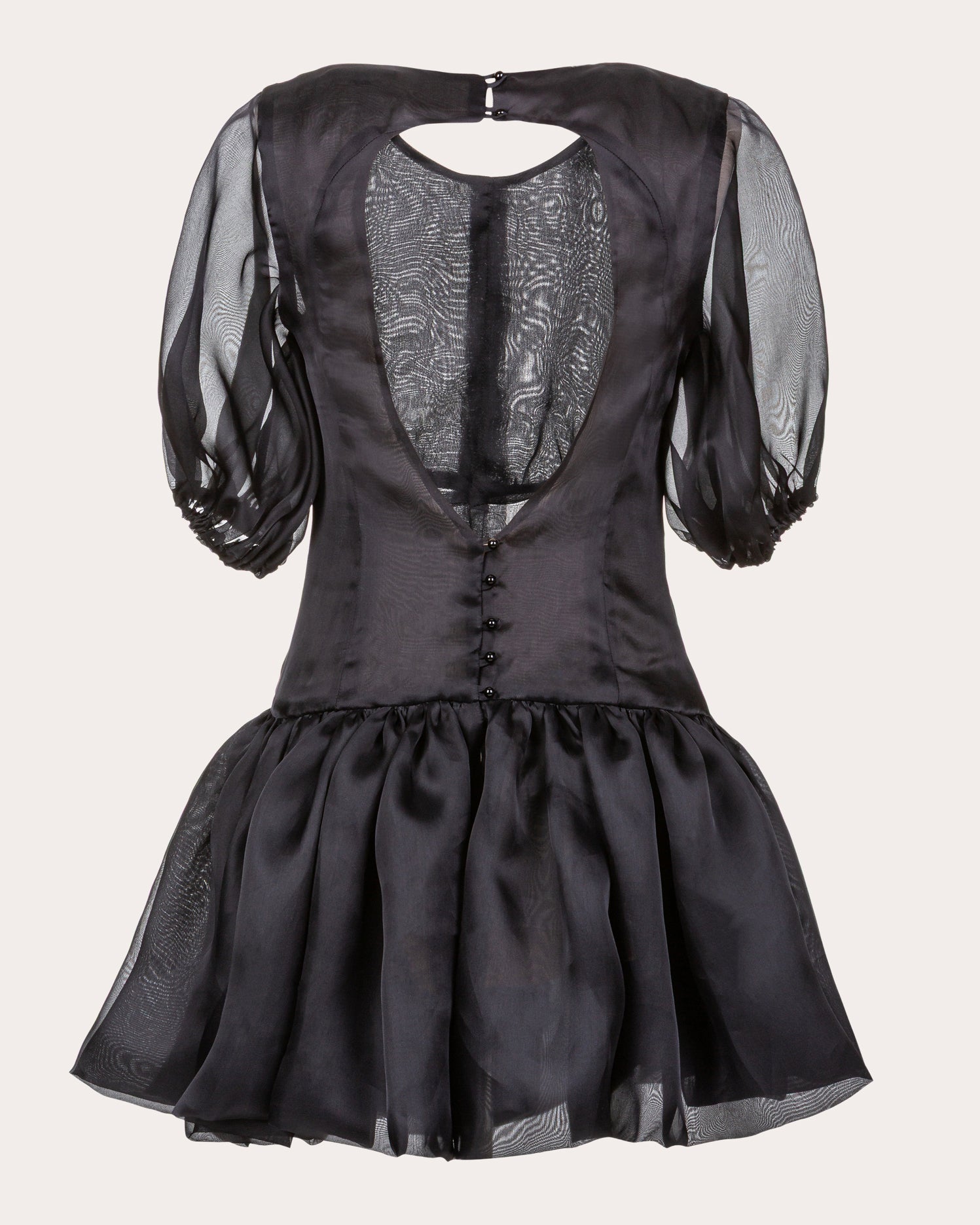 Macey Silk Organza Puff-Sleeve Mini Dress