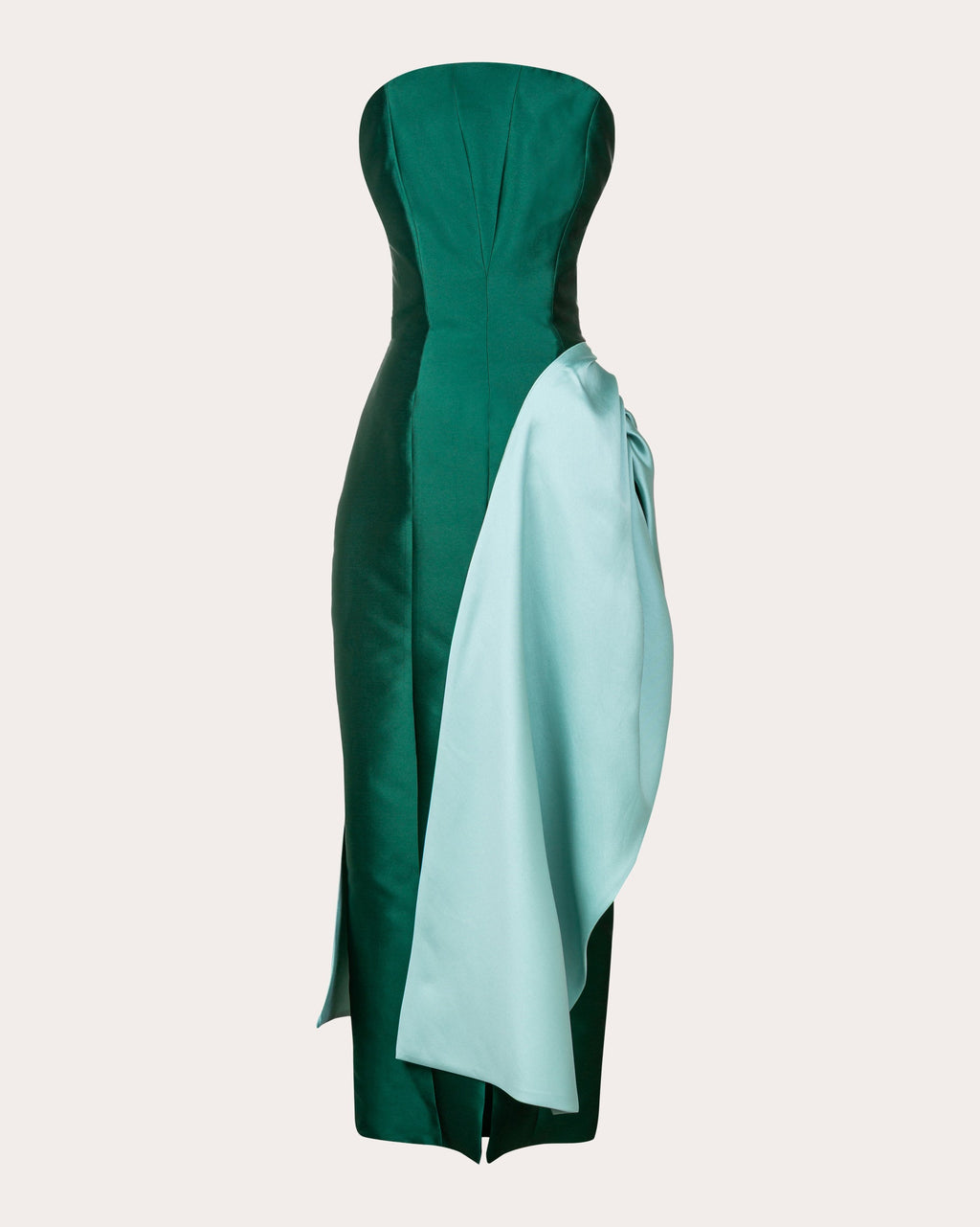 Pearl Satin Gathered Drape Strapless Dress